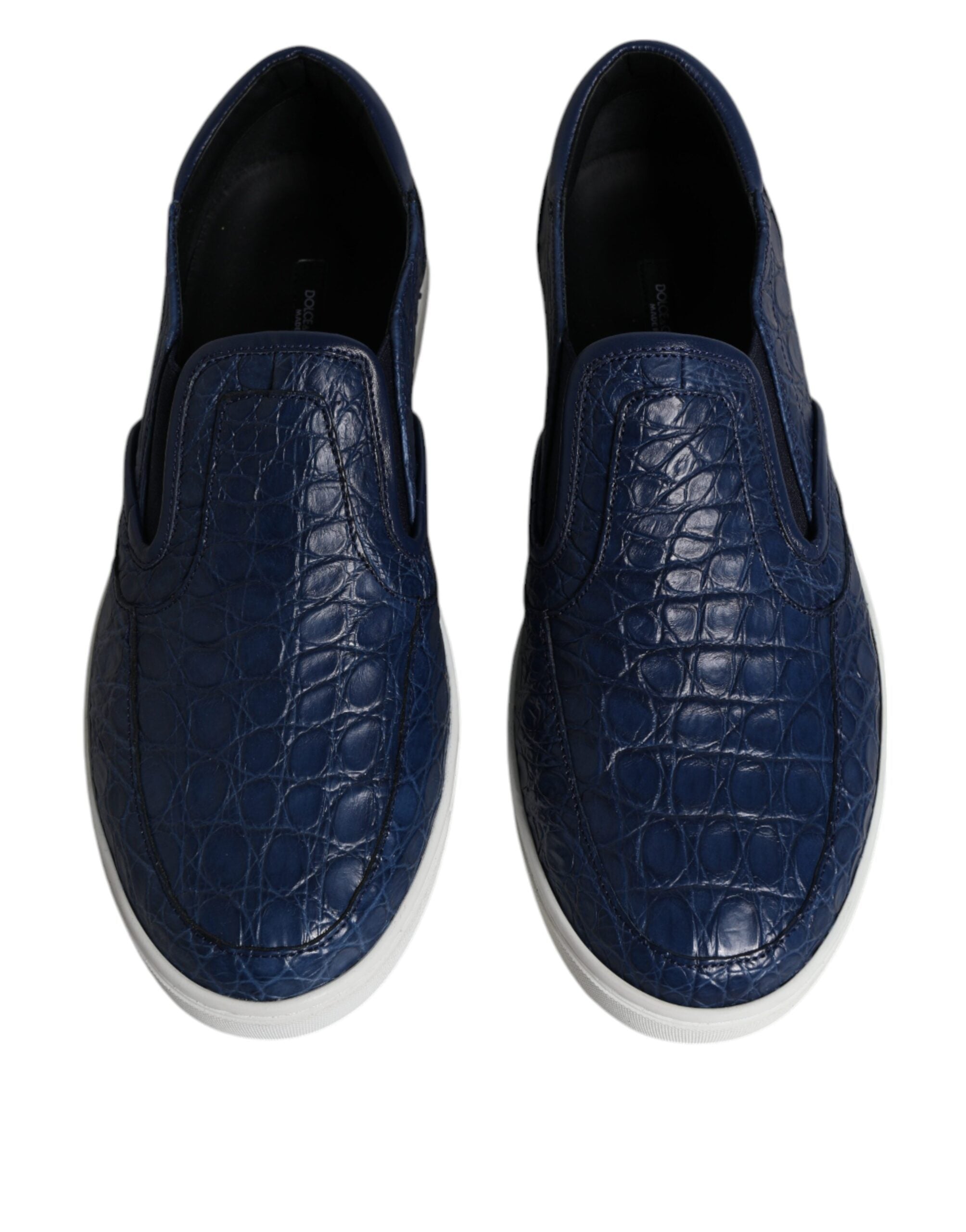Dolce & Gabbana Blue Croc Exotic Leather Men's Sneakers Shoes-3