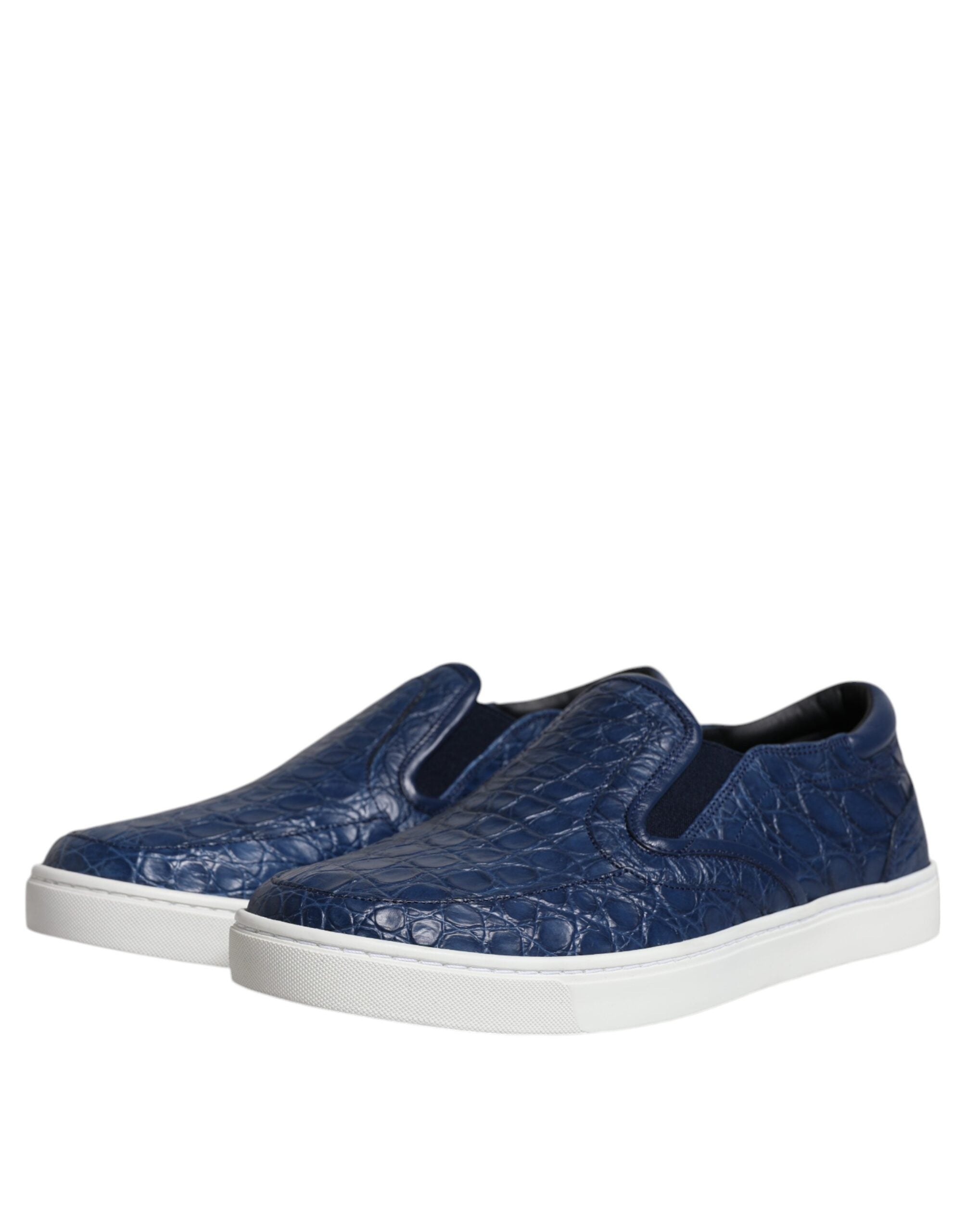 Dolce & Gabbana Blue Croc Exotic Leather Men's Sneakers Shoes-4