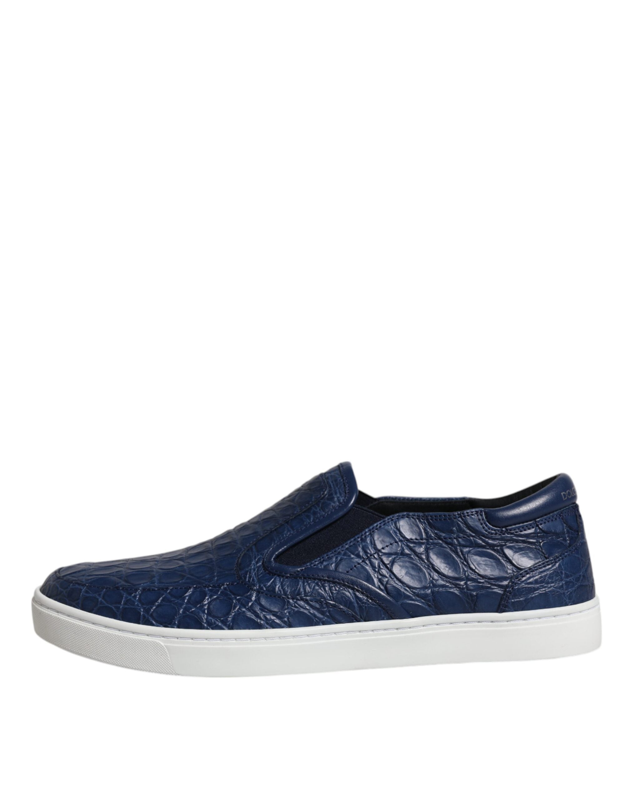 Dolce & Gabbana Blue Croc Exotic Leather Men's Sneakers Shoes-6