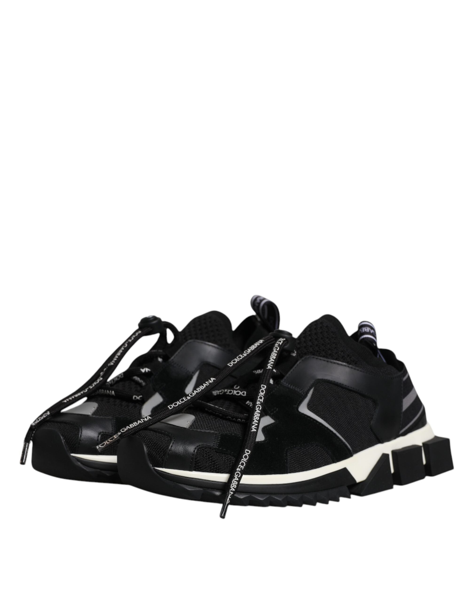 Dolce & Gabbana Schwarz Weiß Logo Sorrento Herren Turnschuhe Schuhe-4