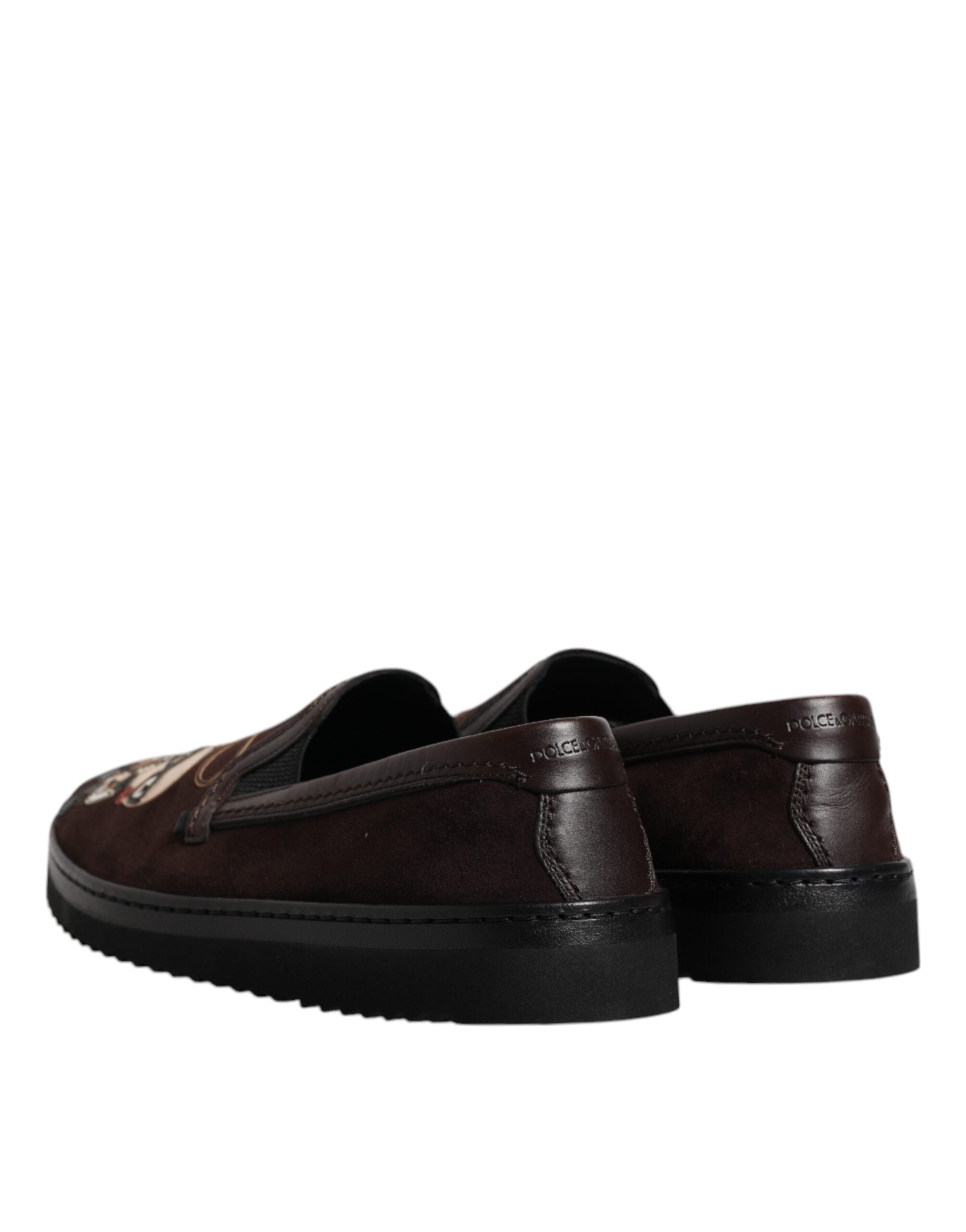 Dolce & Gabbana Brown Suede DG Family Slip-On Flats Shoes-5