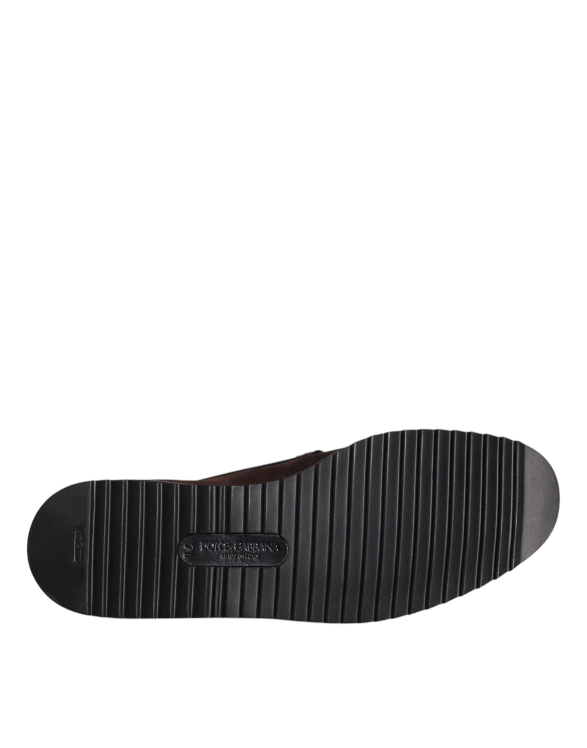 Dolce & Gabbana Brown Suede DG Family Slip-On Flats Shoes-8