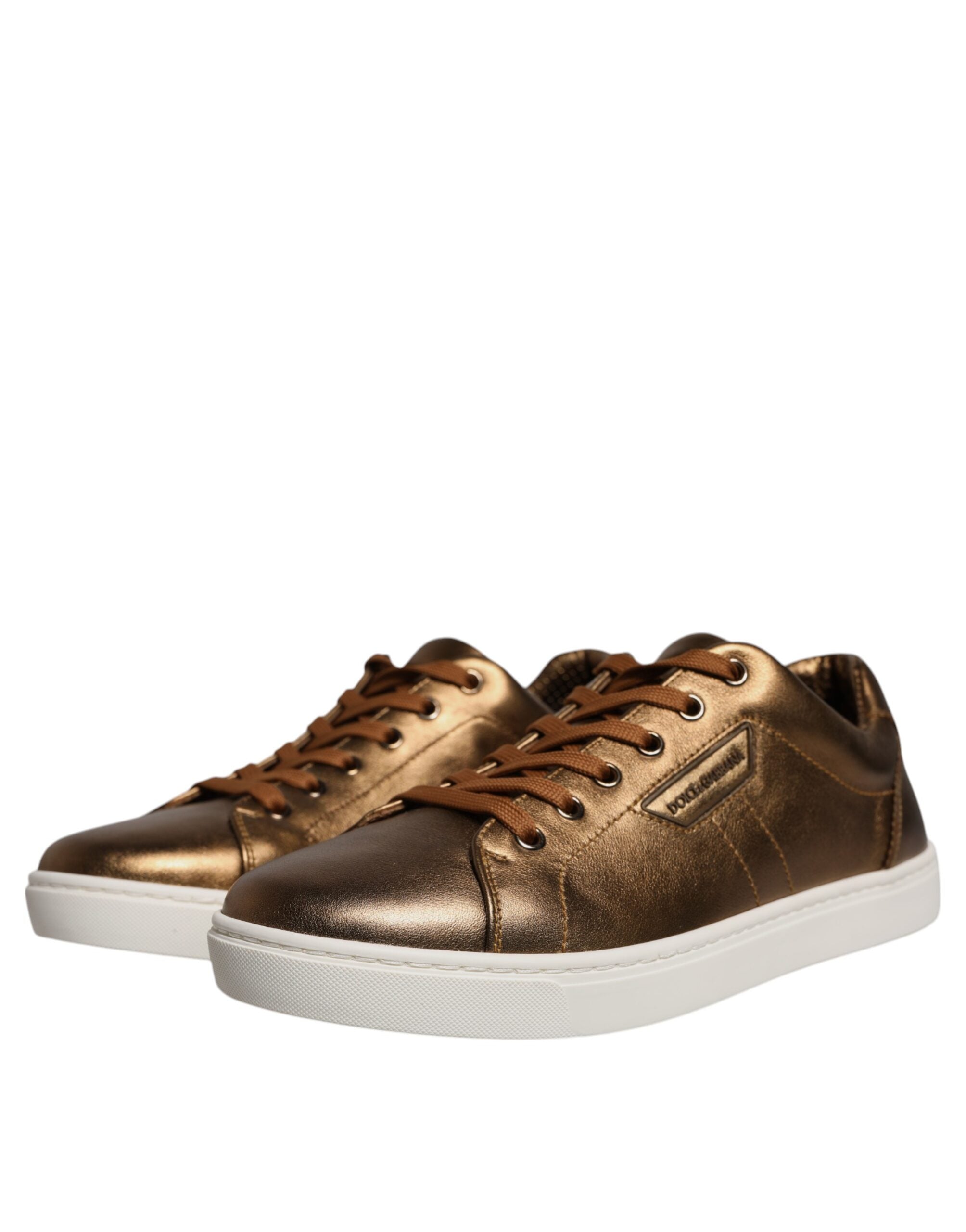 Dolce & Gabbana Gold Leather Logo London Men's Sneakers Shoes-3