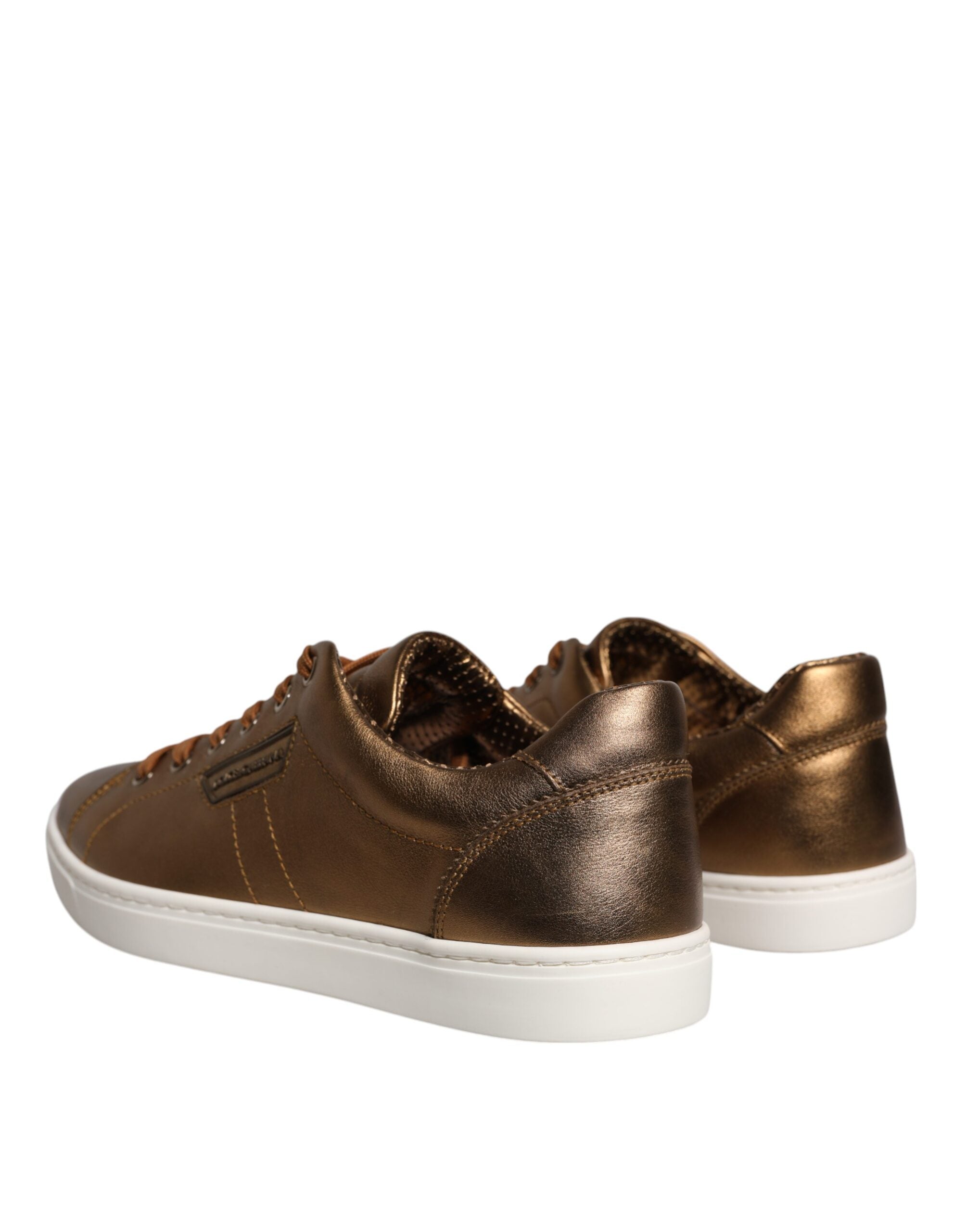 Dolce & Gabbana Gold Leather Logo London Men's Sneakers Shoes-4