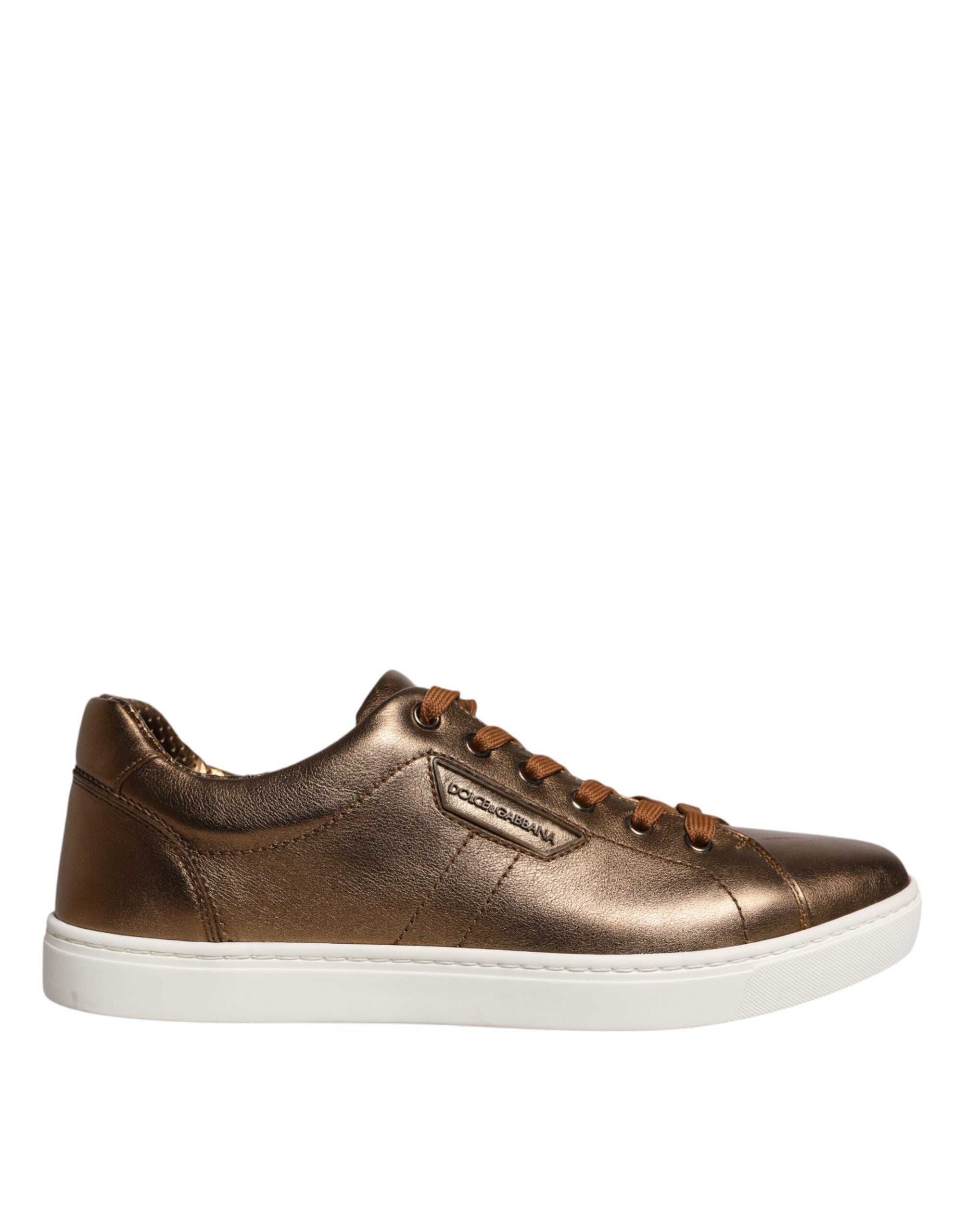 Dolce & Gabbana Gold Leather Logo London Men's Sneakers Shoes-1