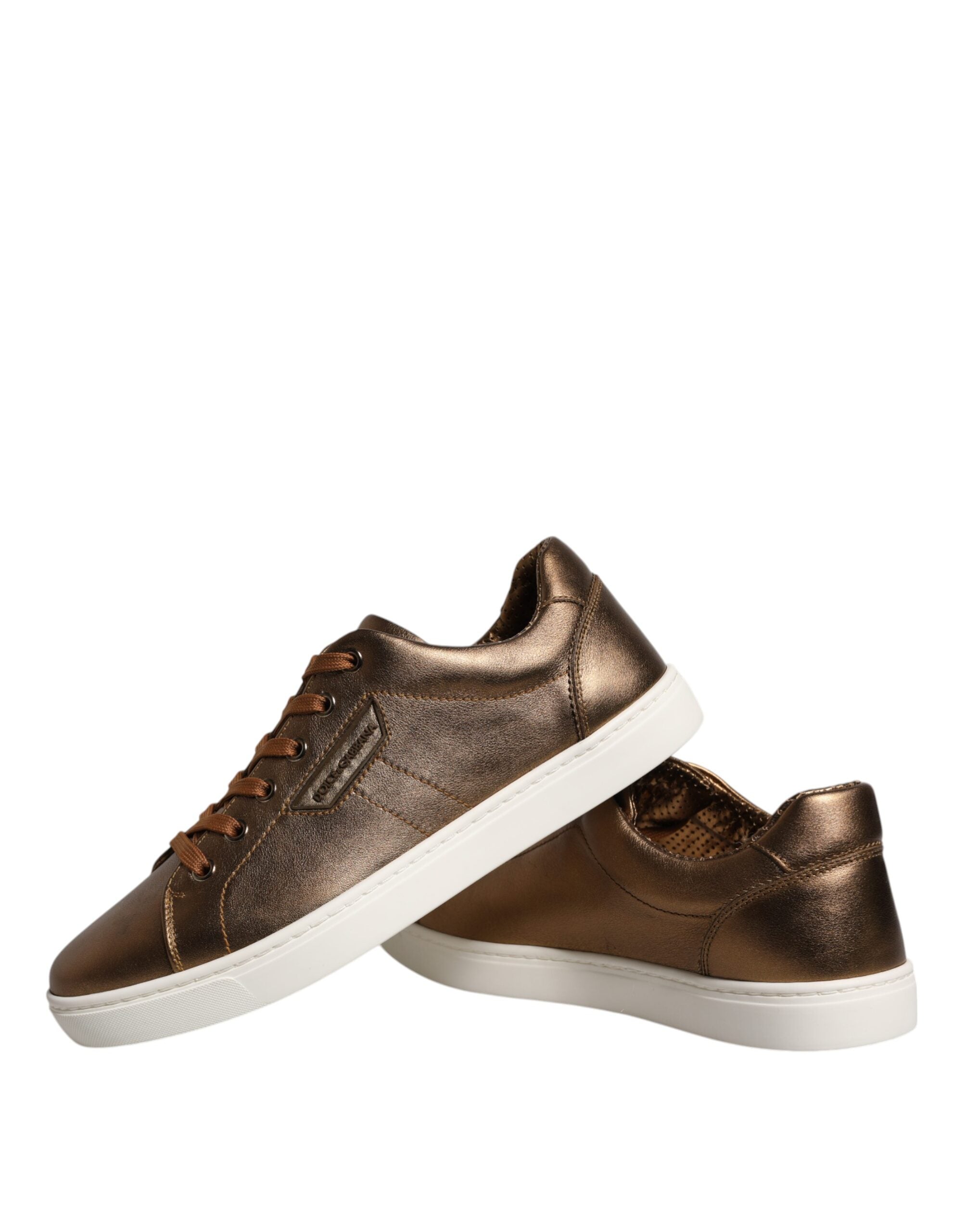 Dolce & Gabbana Gold Leather Logo London Men's Sneakers Shoes-8