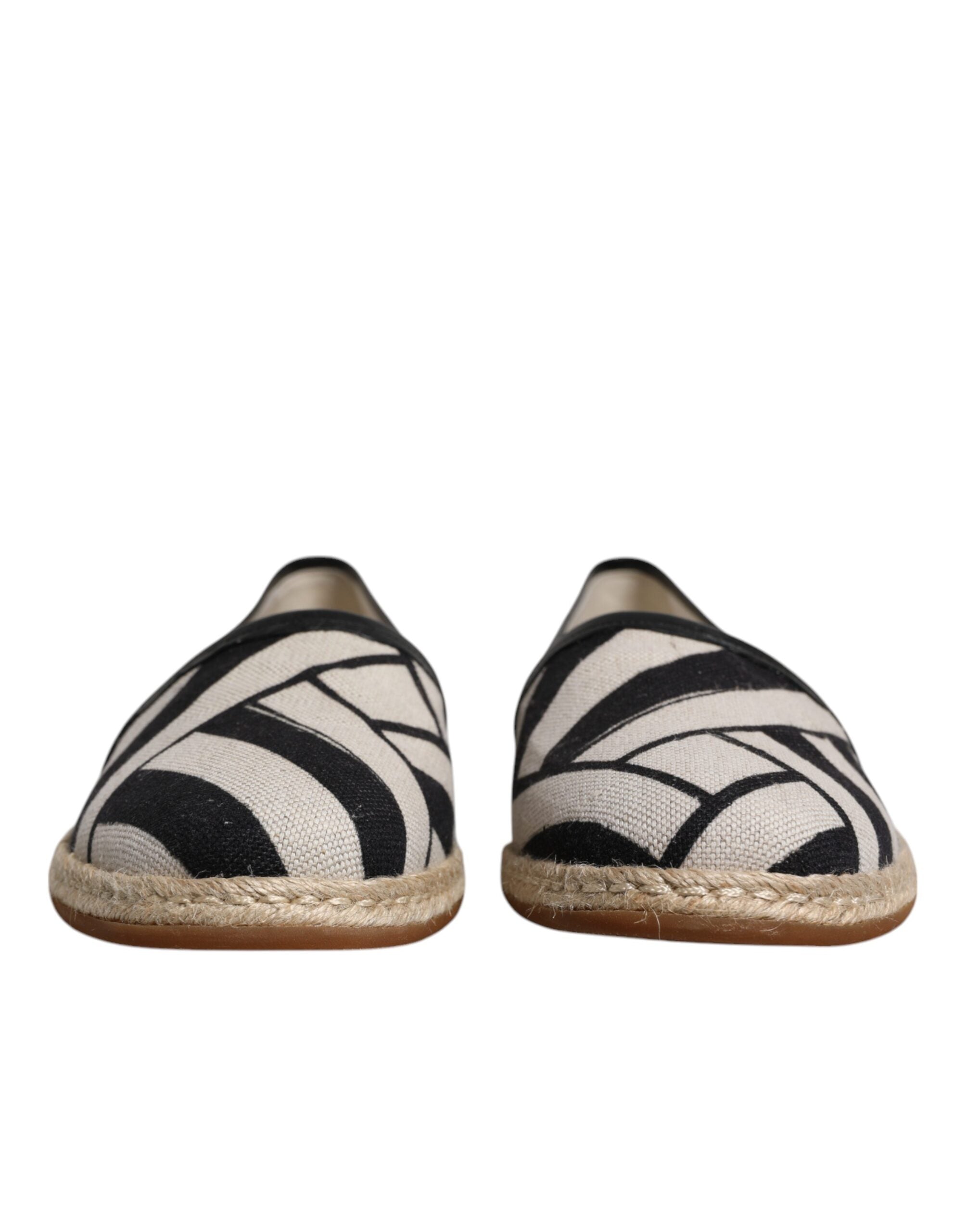 Dolce & Gabbana Schwarz Weiß Streifen Slip On Espadrille Schuhe-2