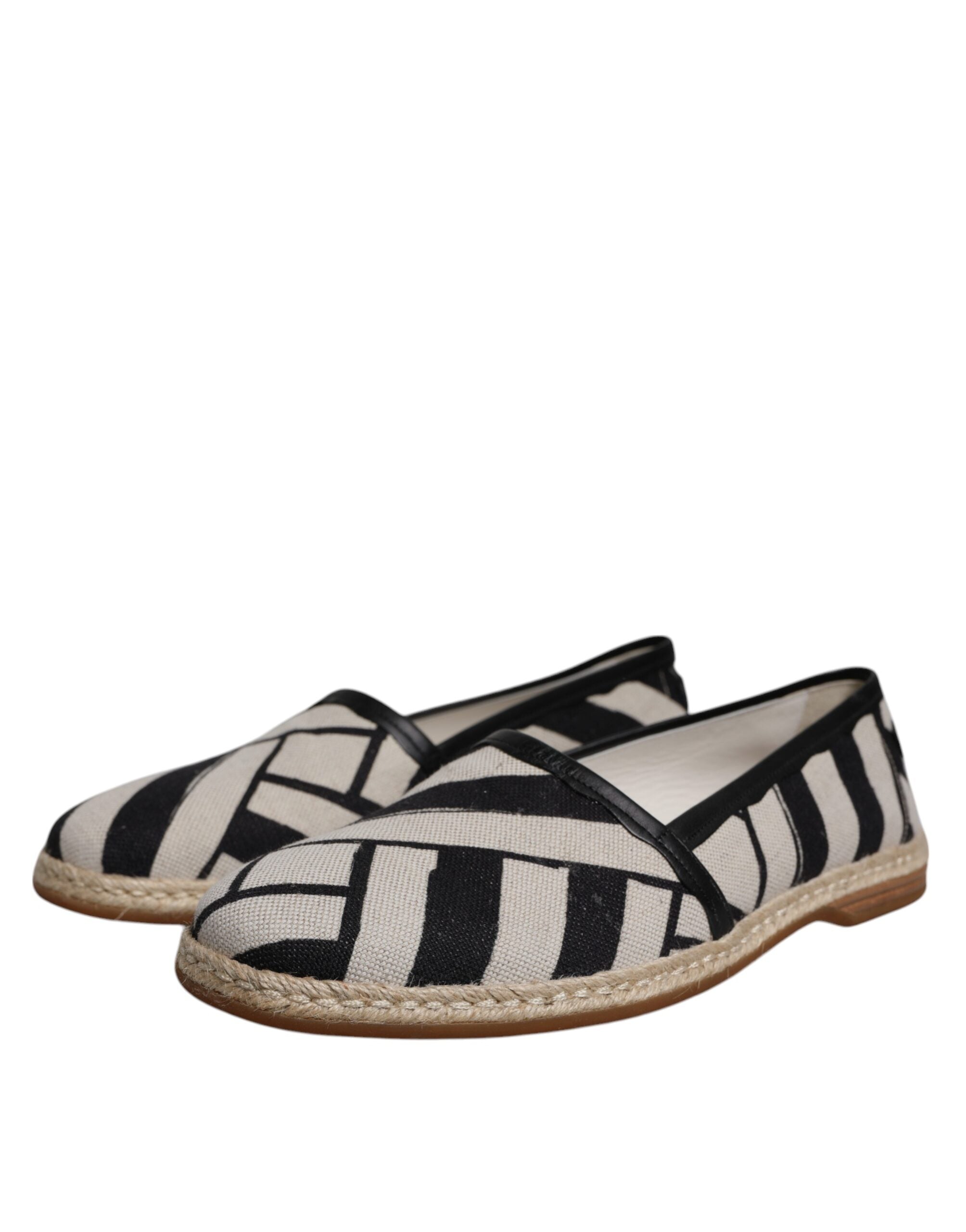 Dolce & Gabbana Schwarz Weiß Streifen Slip On Espadrille Schuhe-3