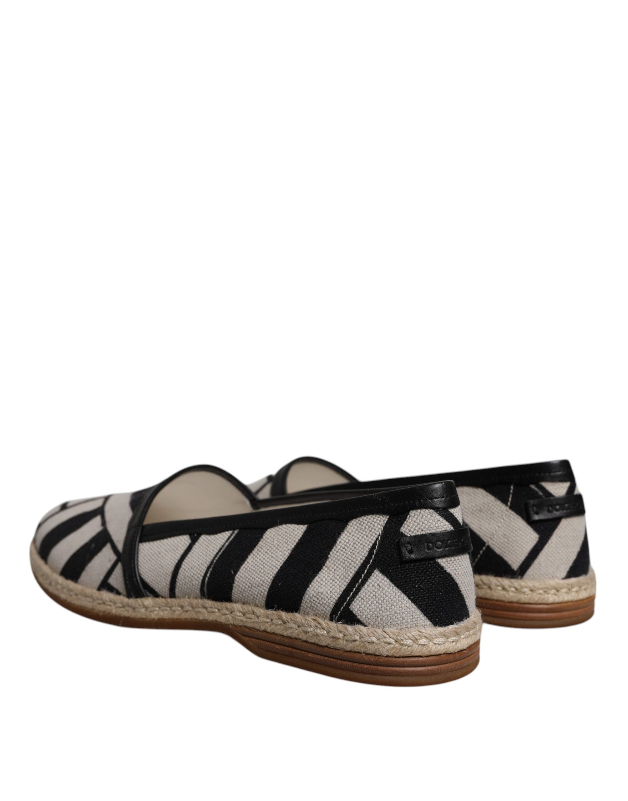 Dolce & Gabbana Schwarz Weiß Streifen Slip On Espadrille Schuhe-4