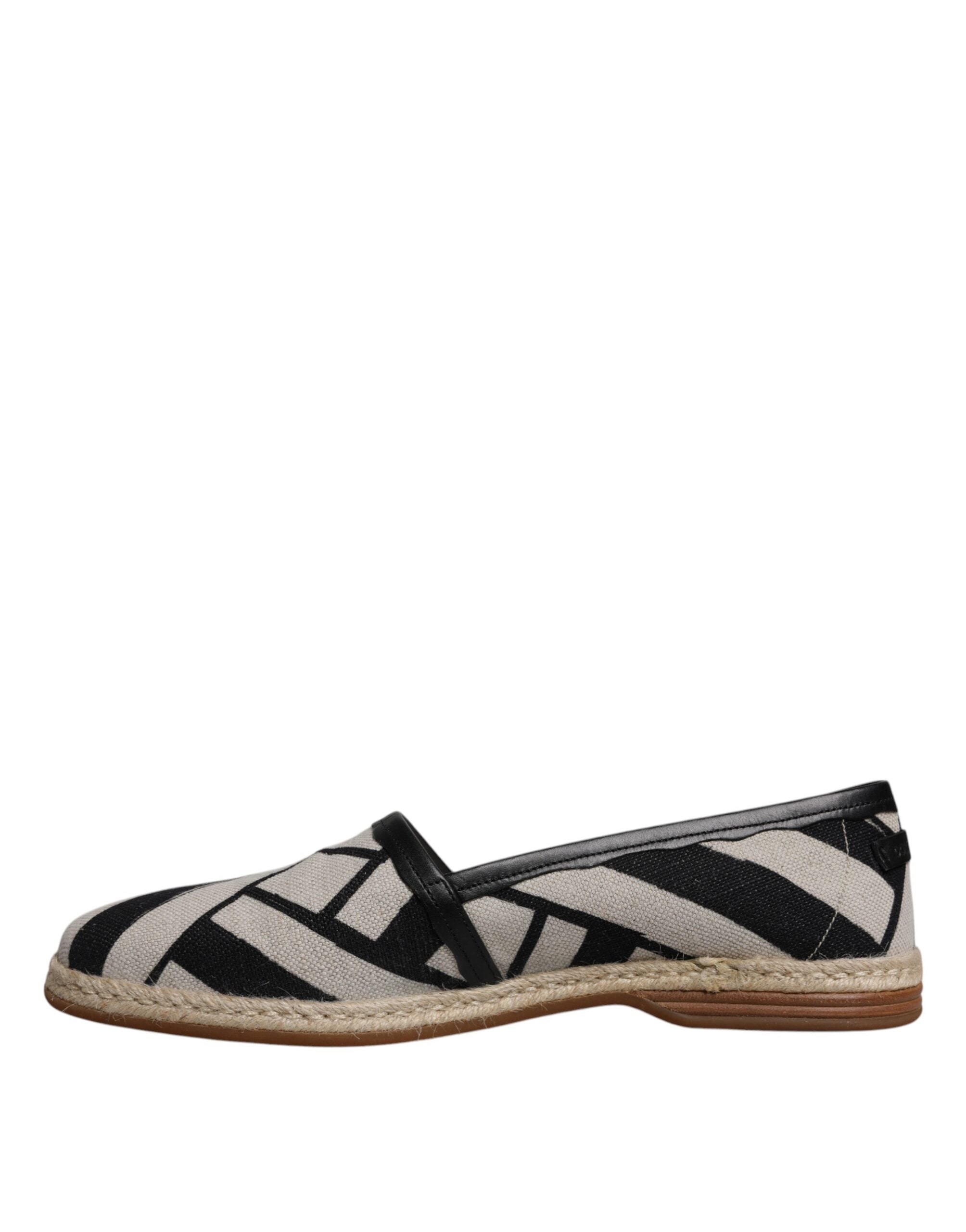 Dolce & Gabbana Schwarz Weiß Streifen Slip On Espadrille Schuhe-5