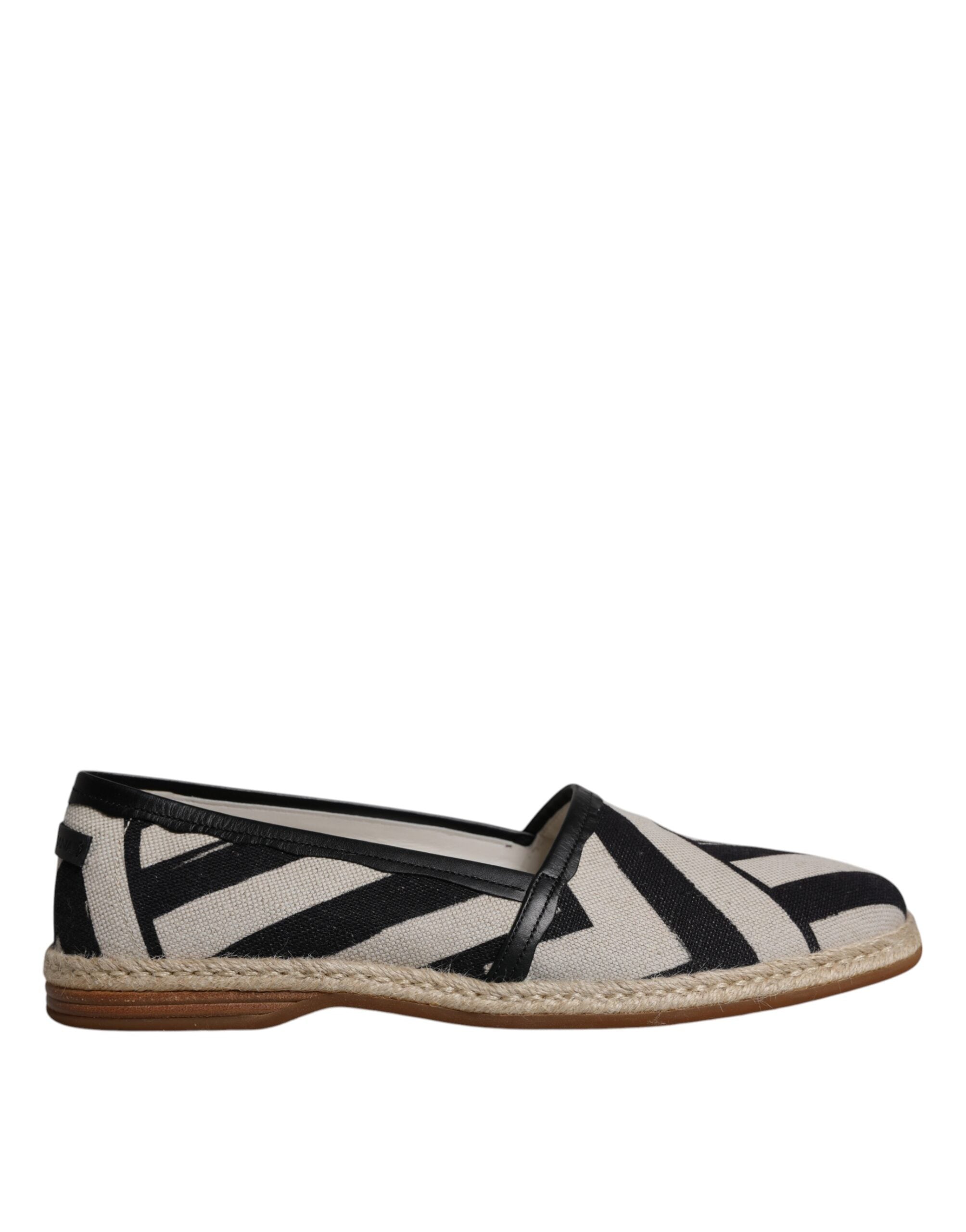 Dolce & Gabbana Schwarz Weiß Streifen Slip On Espadrille Schuhe-6