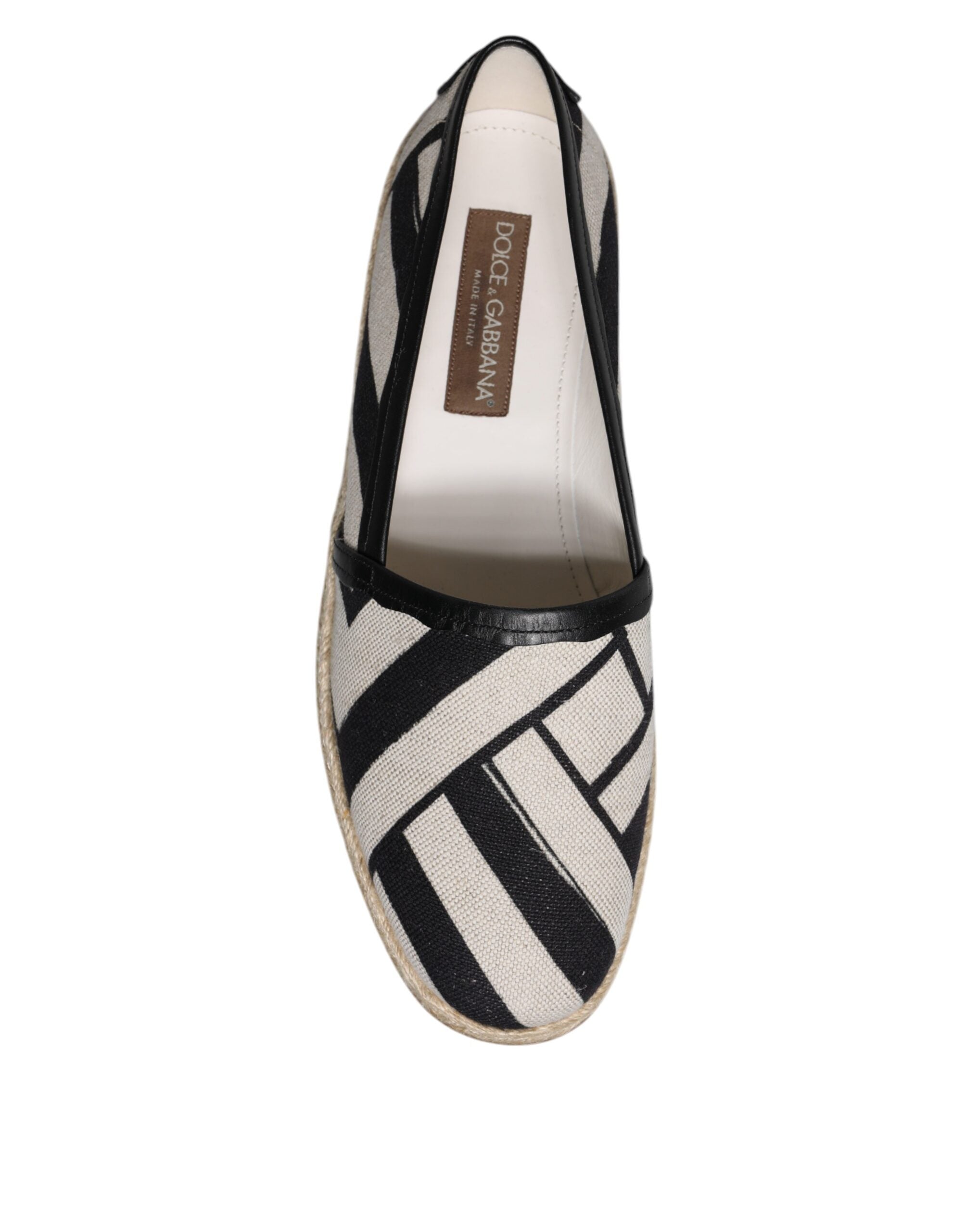 Dolce & Gabbana Schwarz Weiß Streifen Slip On Espadrille Schuhe-8
