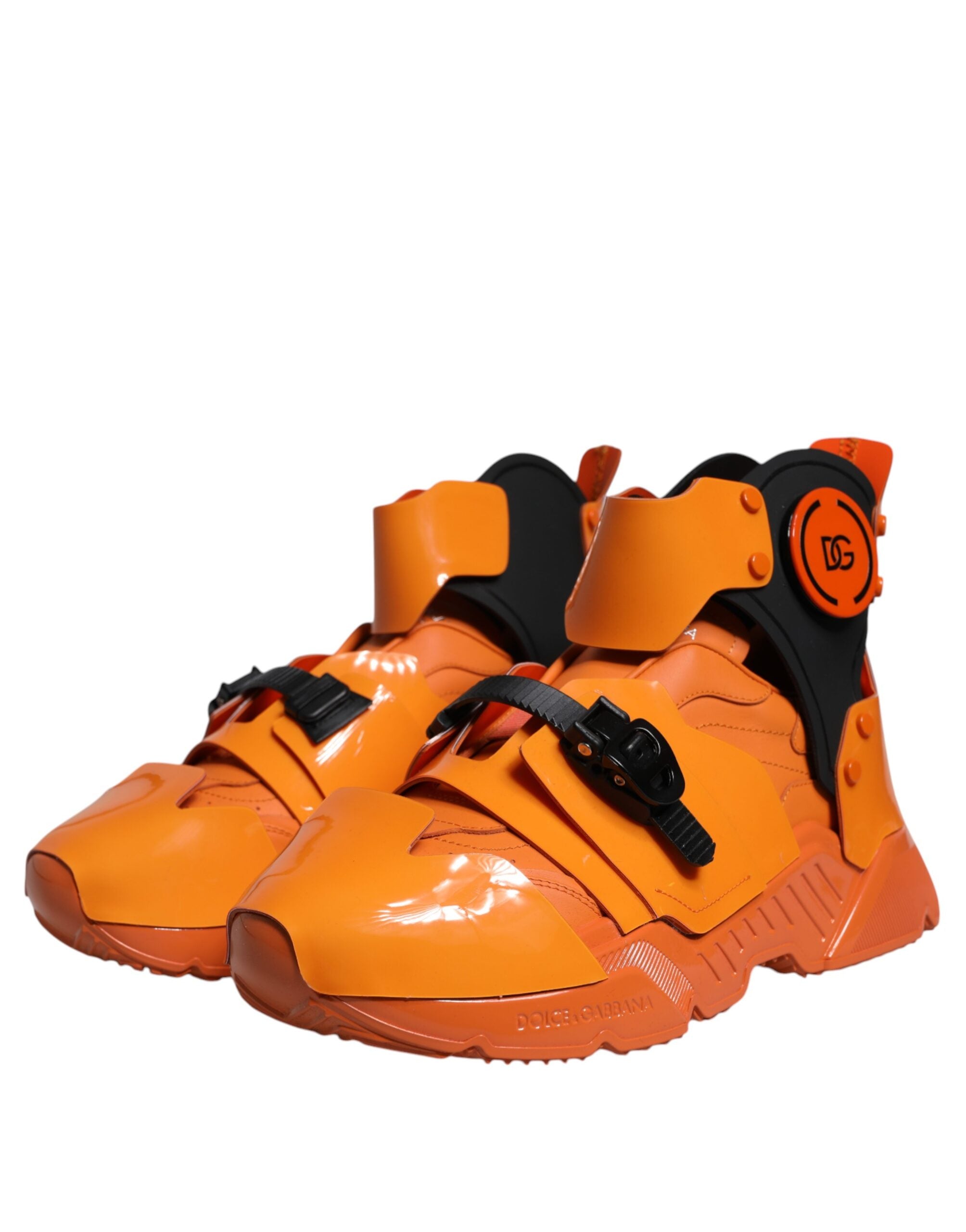 Dolce & Gabbana Orange Multi Panel Chunky High Top Sneakers Shoes-3
