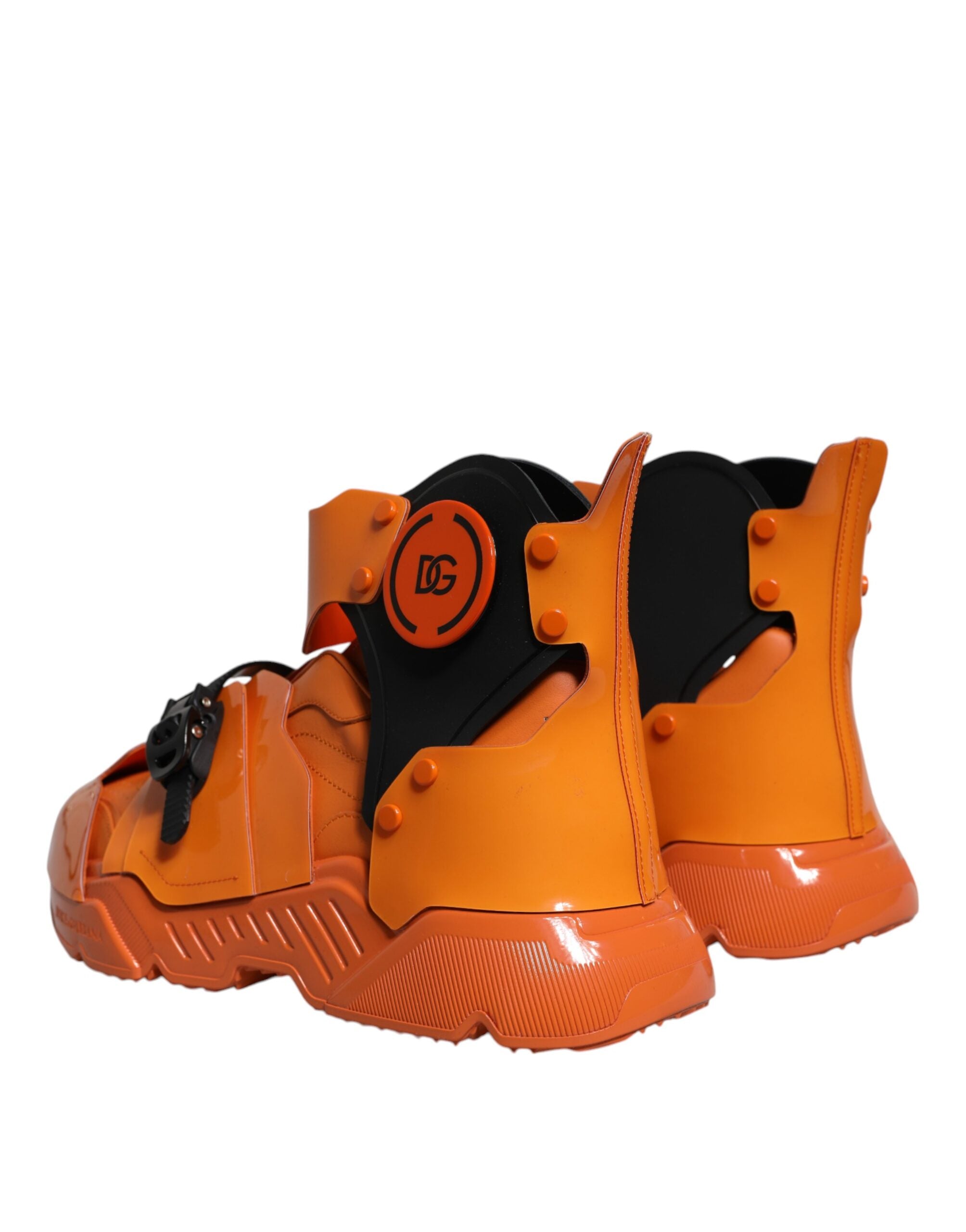 Dolce & Gabbana Orange Multi Panel Chunky High Top Sneakers Shoes-4