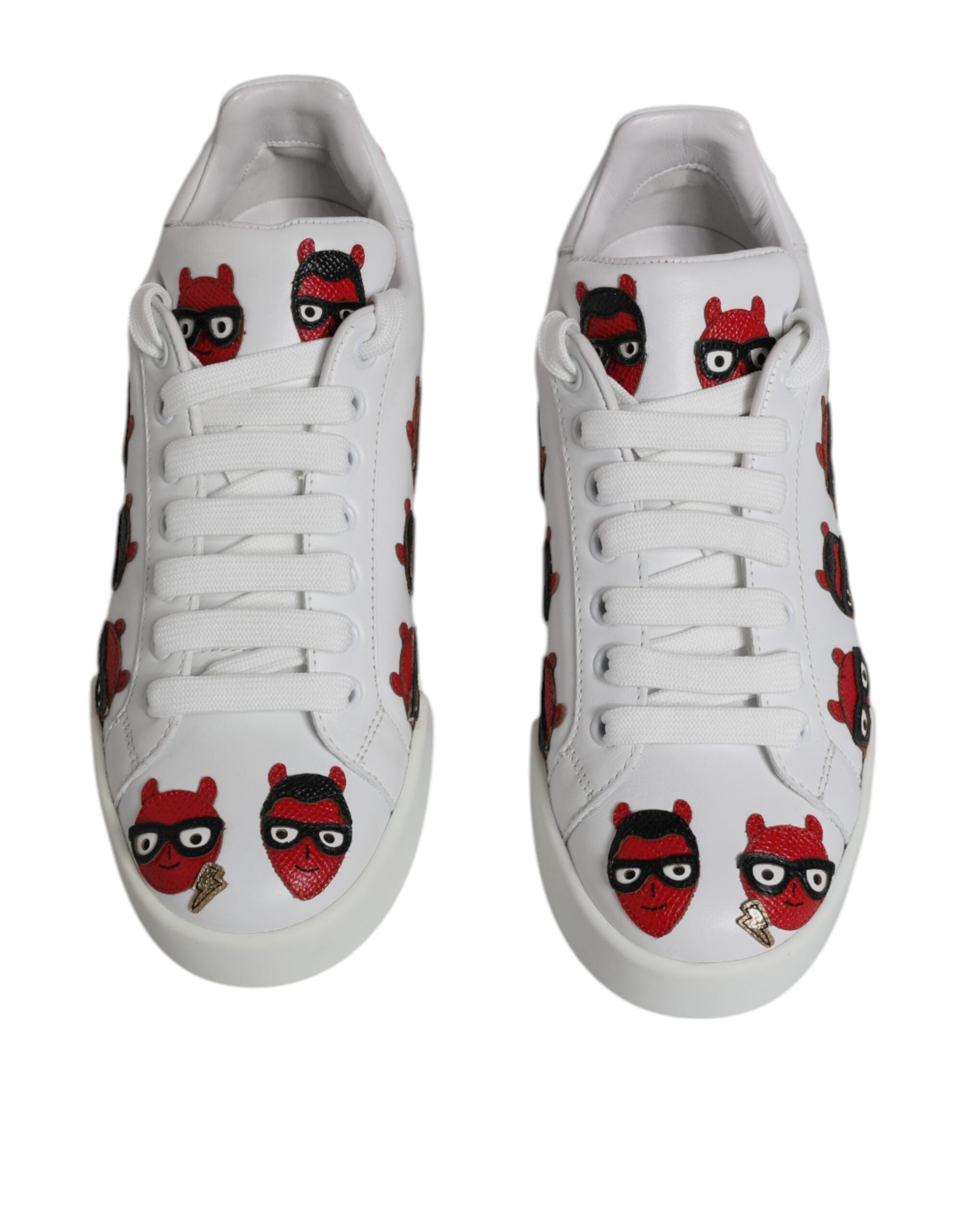 Zapatillas deportivas Portofino con cara de diablo blancas de Dolce & Gabbana-3
