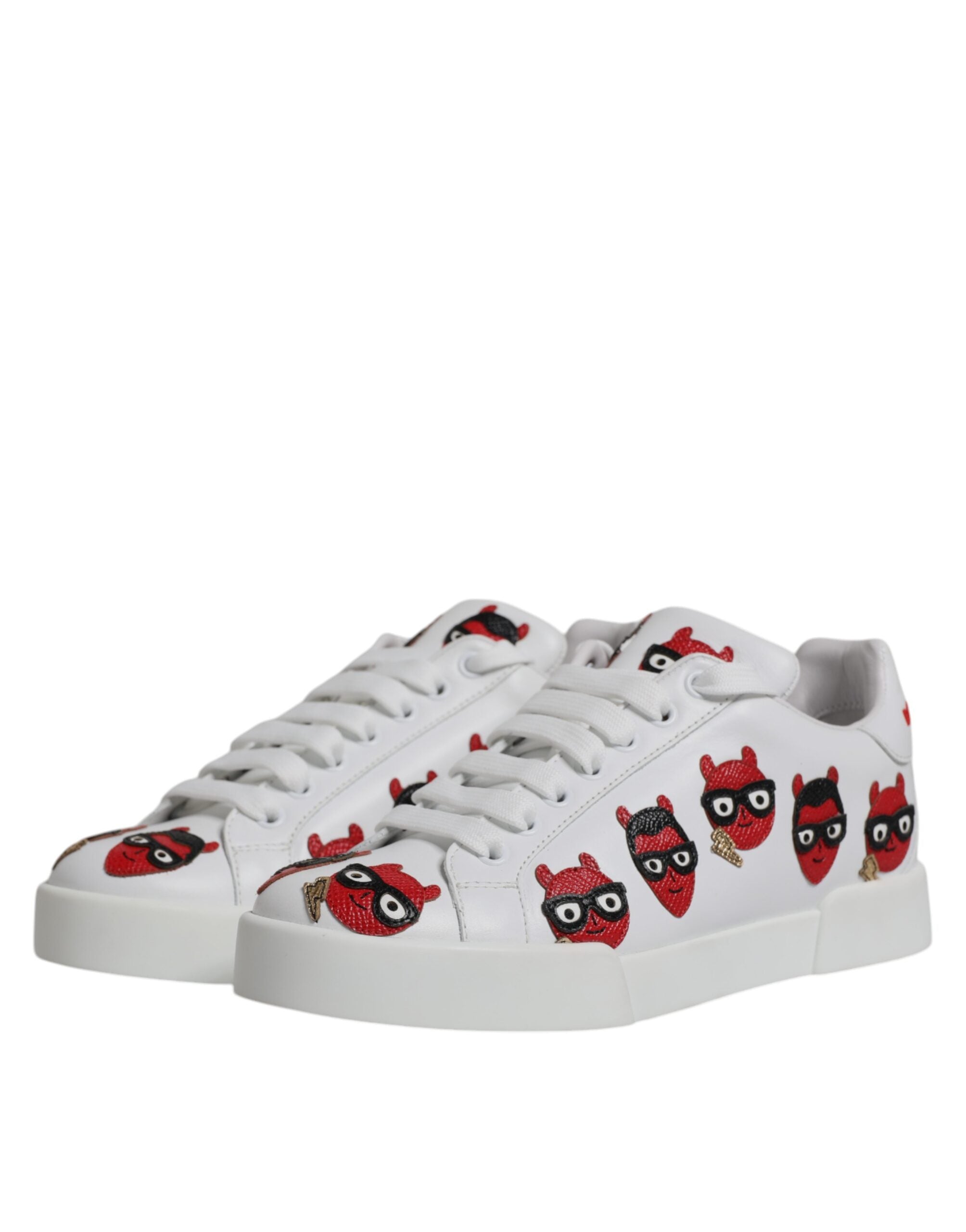 Zapatillas deportivas Portofino con cara de diablo blancas de Dolce & Gabbana-4
