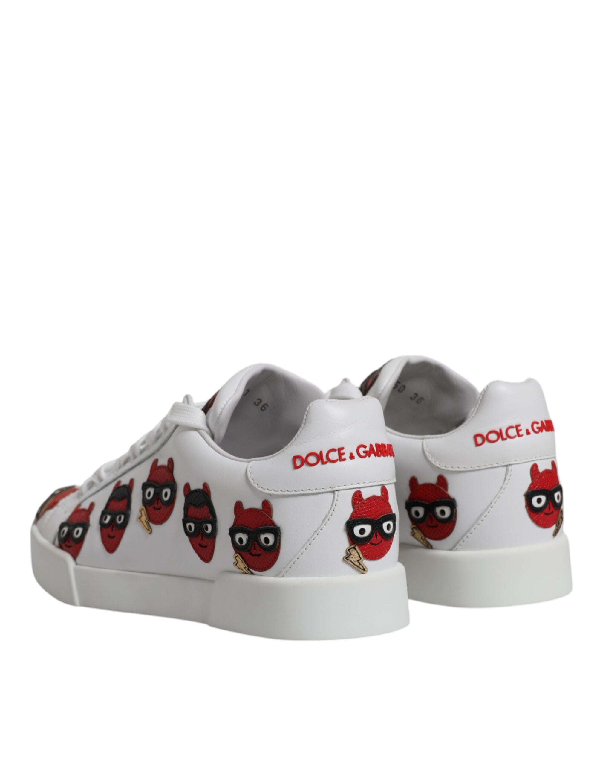 Zapatillas deportivas Portofino con cara de diablo blancas de Dolce & Gabbana-5
