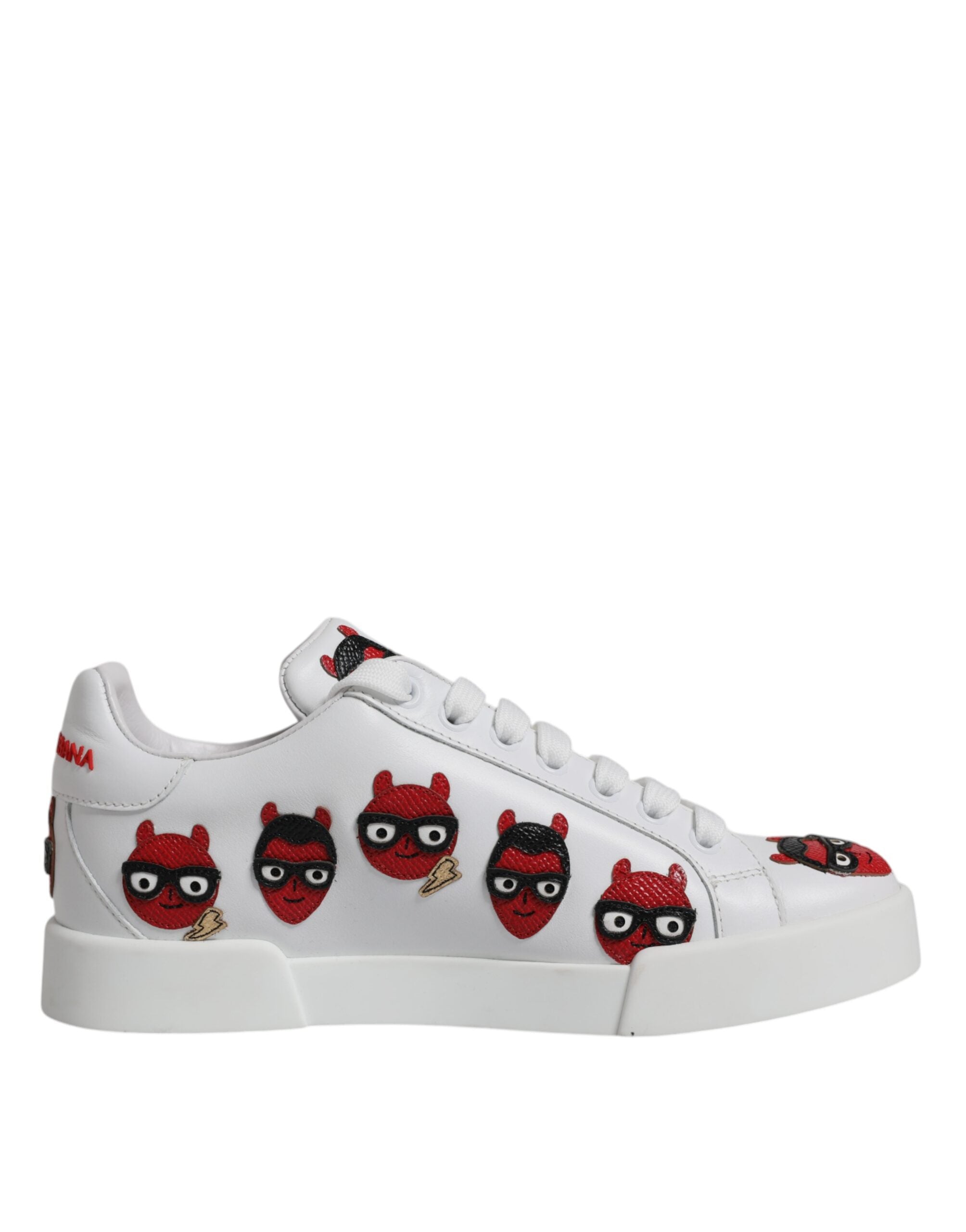 Zapatillas deportivas Portofino con cara de diablo blancas de Dolce & Gabbana-7