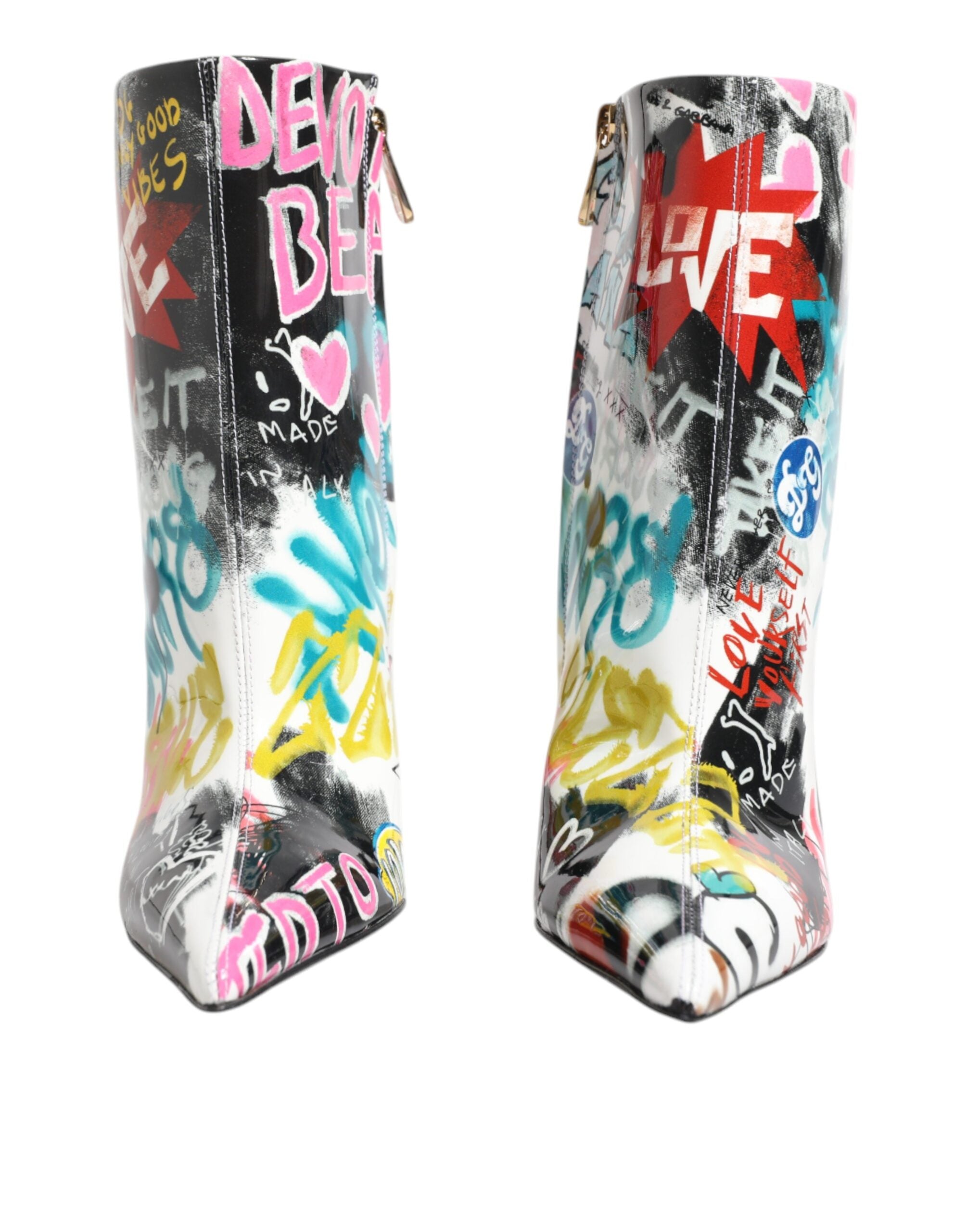 Dolce & Gabbana Multicolor Graffiti Keira Mid Calf Boots Shoes-2