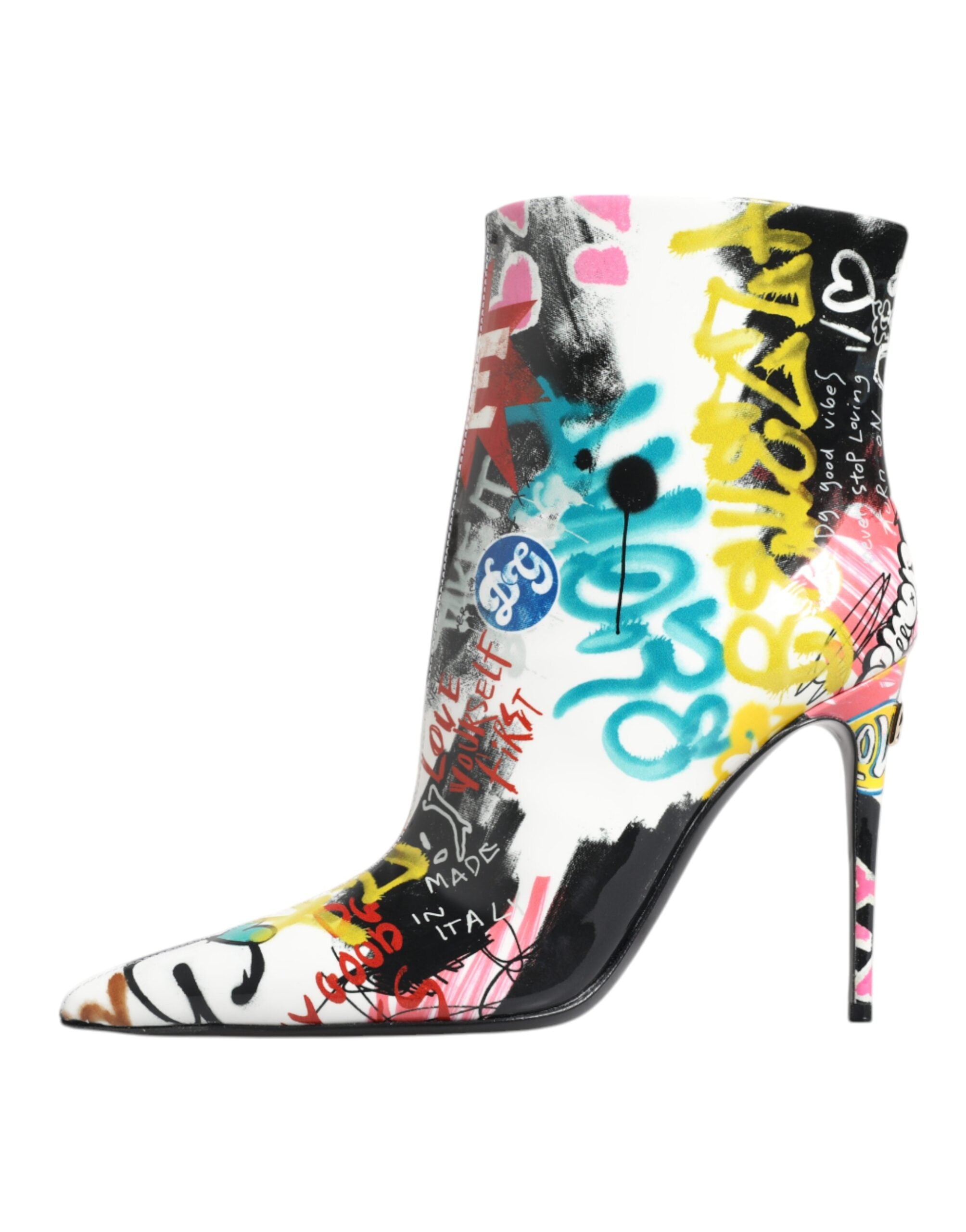 Dolce & Gabbana Multicolor Graffiti Keira Mid Calf Boots Shoes-6