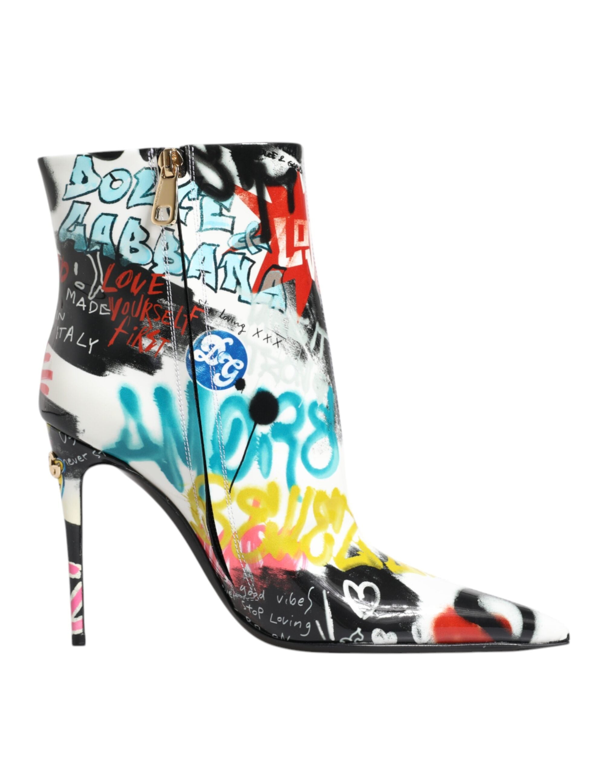 Dolce & Gabbana Multicolor Graffiti Keira Mid Calf Boots Shoes-7