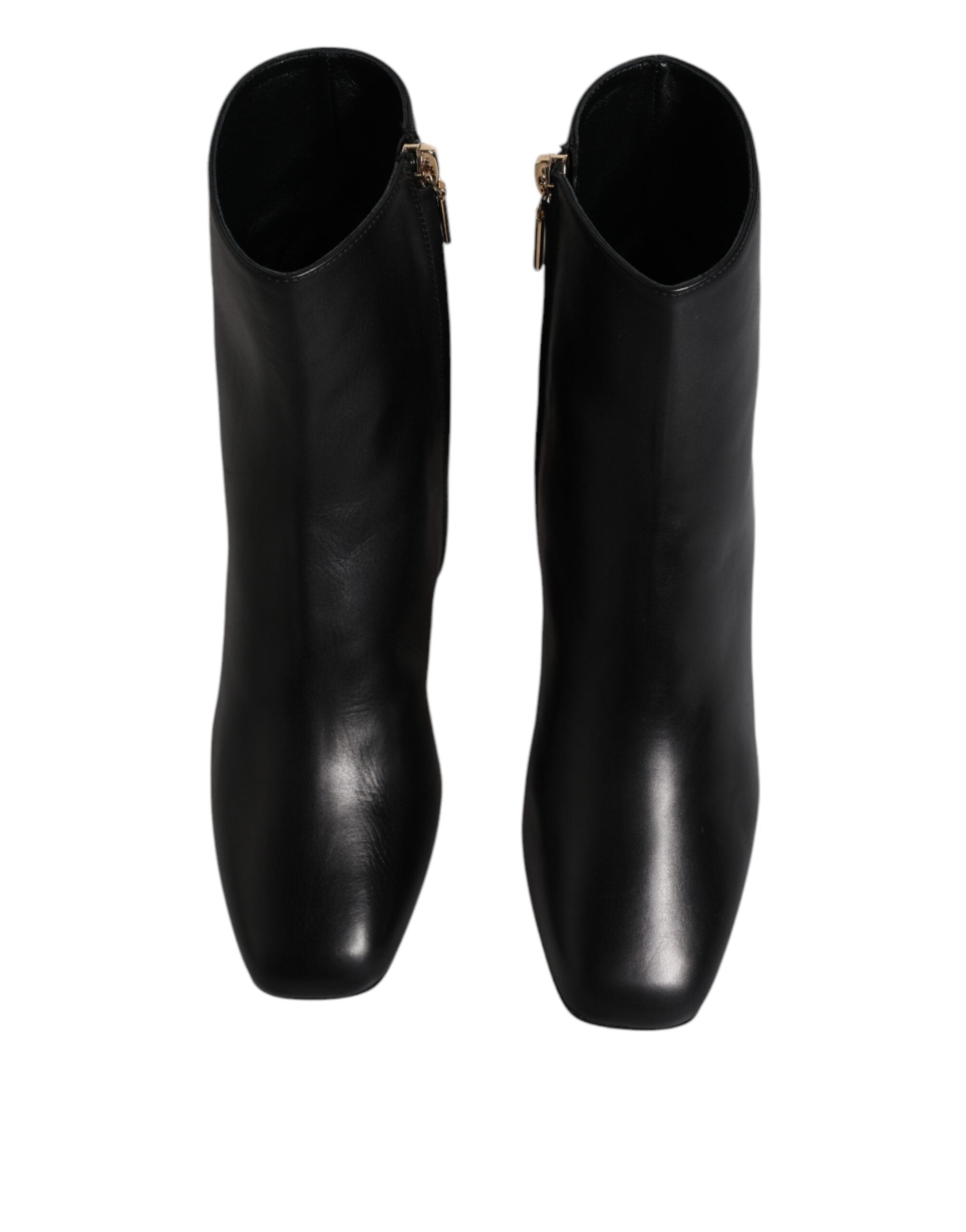Dolce & Gabbana Black Jackie Leather Mid Calf Boots Shoes-3