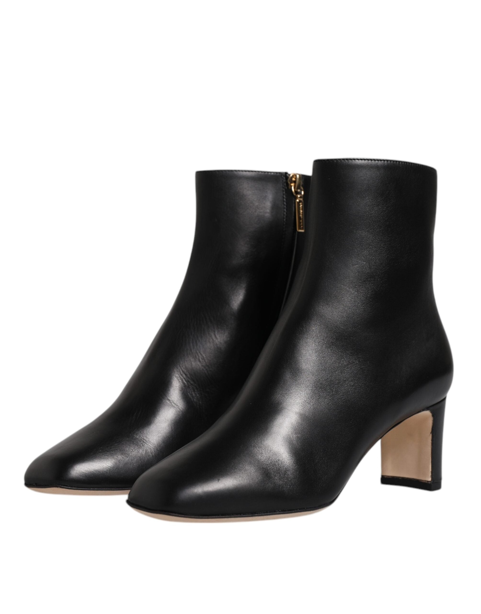 Dolce & Gabbana Black Jackie Leather Mid Calf Boots Shoes-4