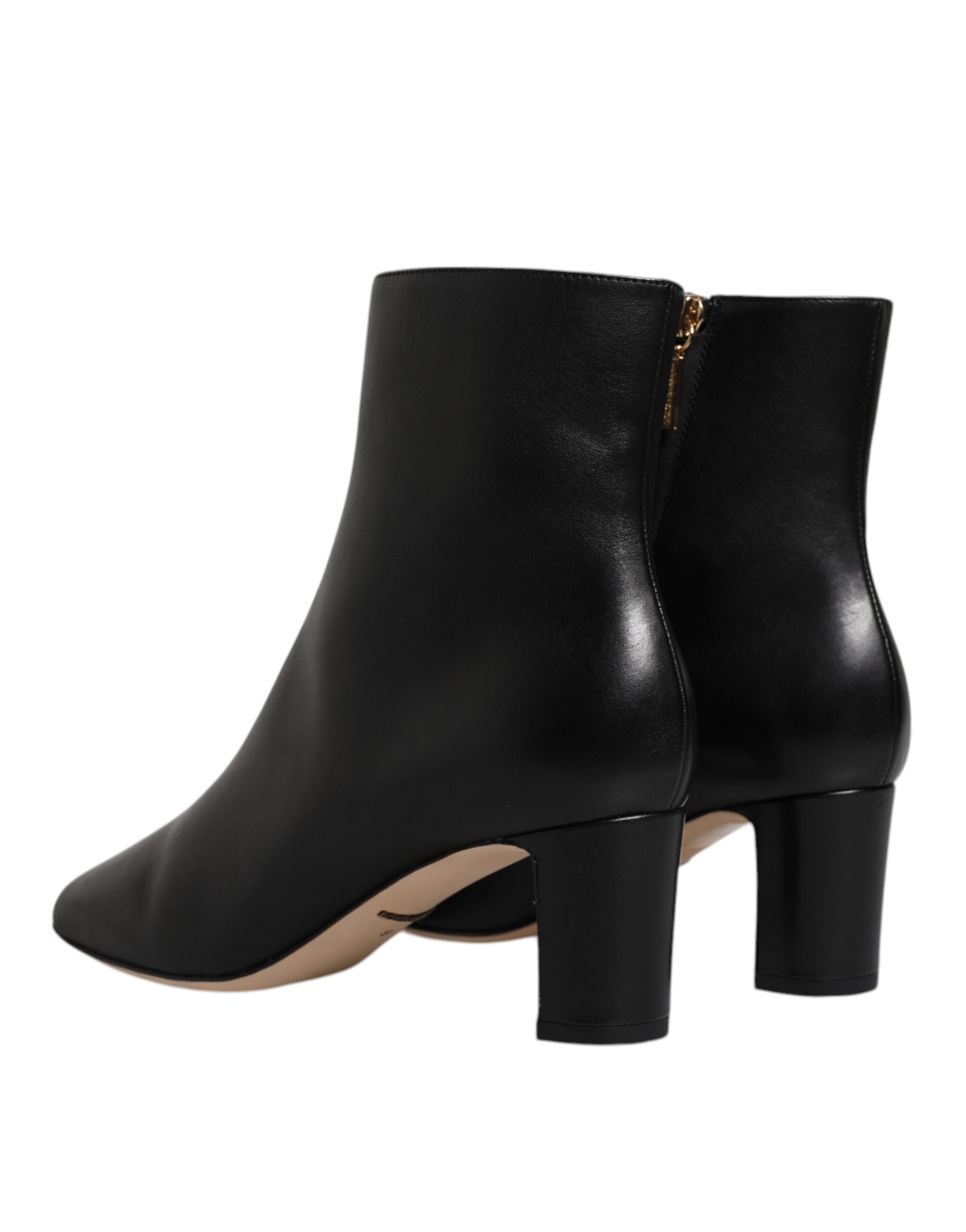 Dolce & Gabbana Black Jackie Leather Mid Calf Boots Shoes-5