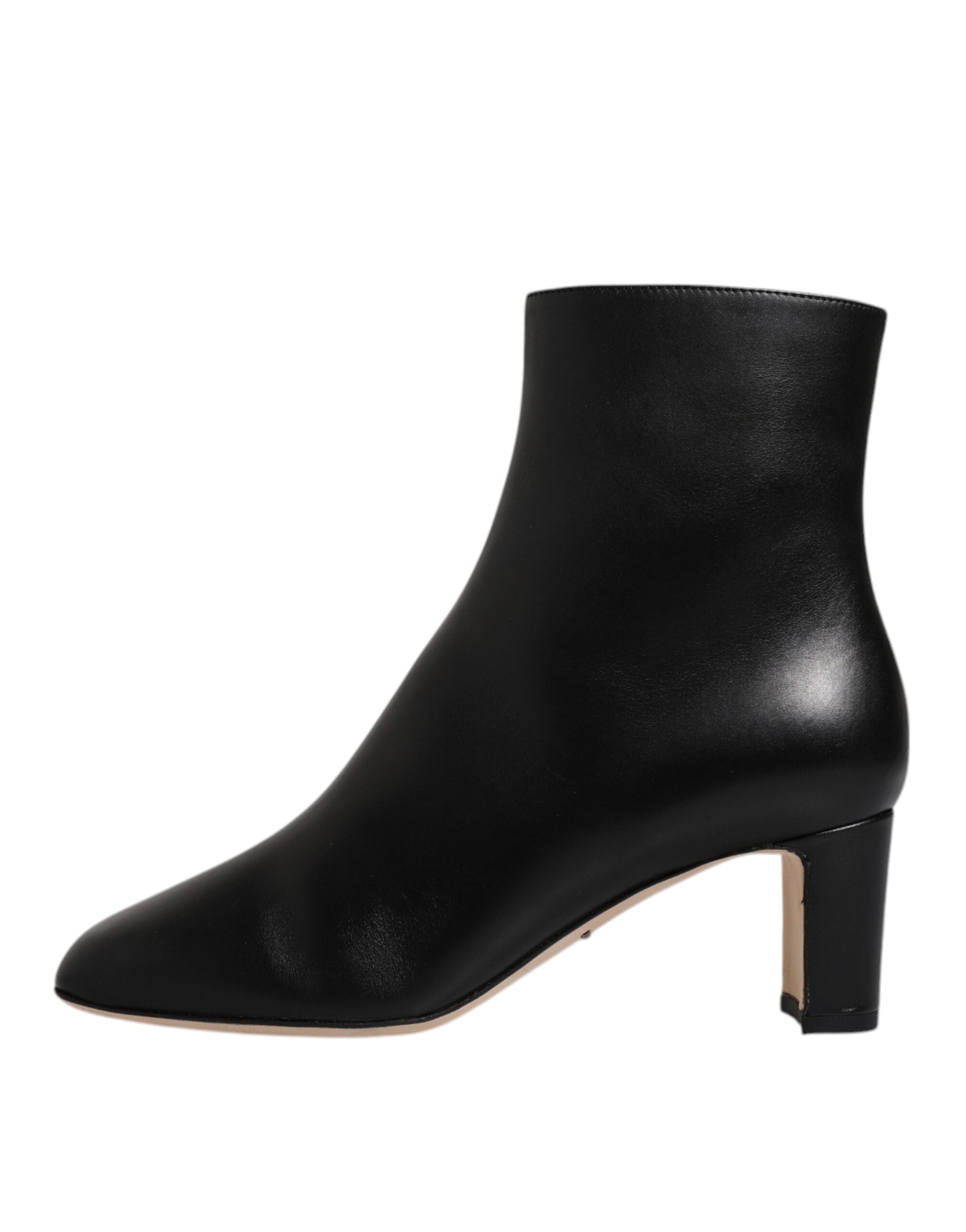 Dolce & Gabbana Black Jackie Leather Mid Calf Boots Shoes-6