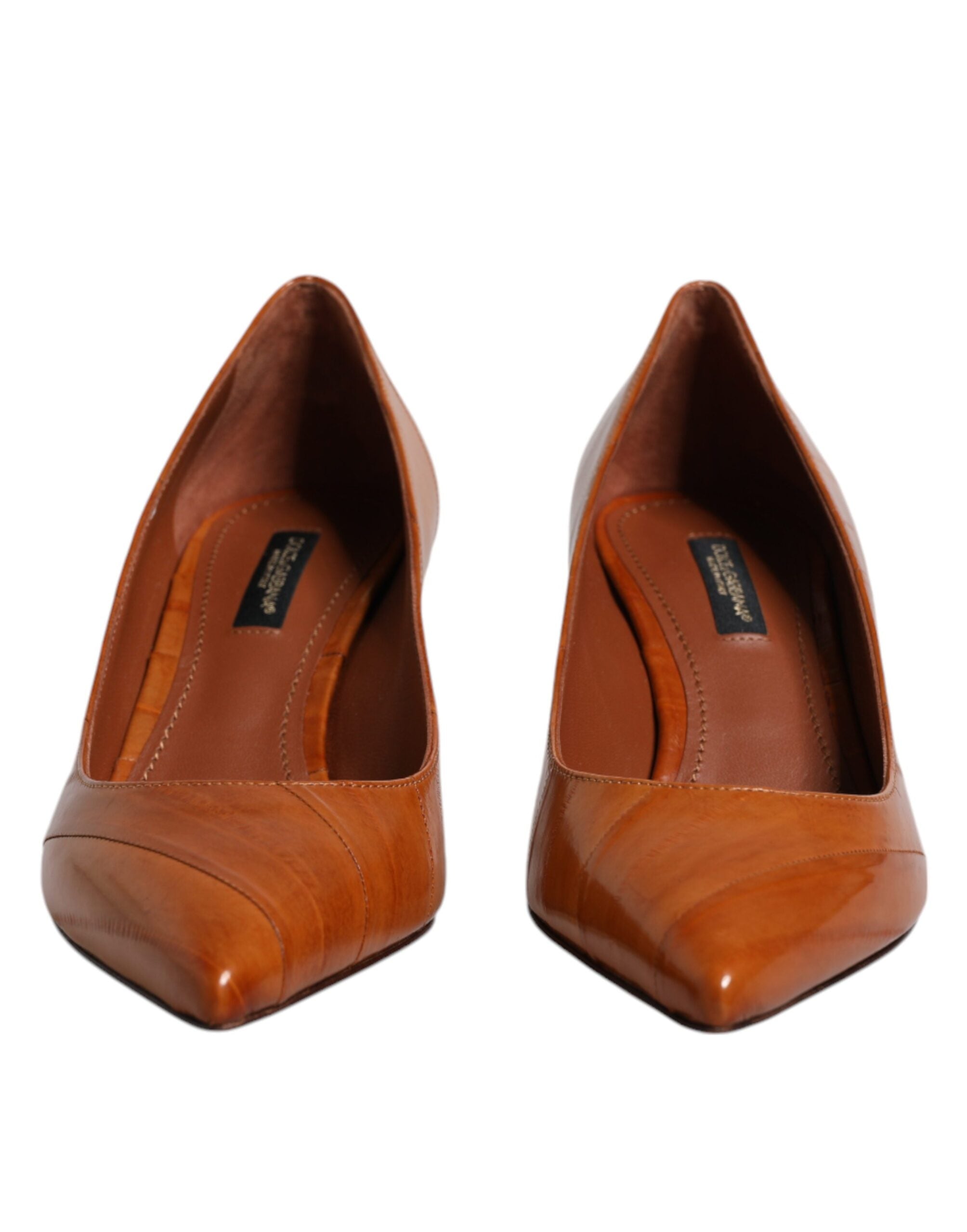 Zapatos de tacón bajo de piel marrón de Dolce & Gabbana-2