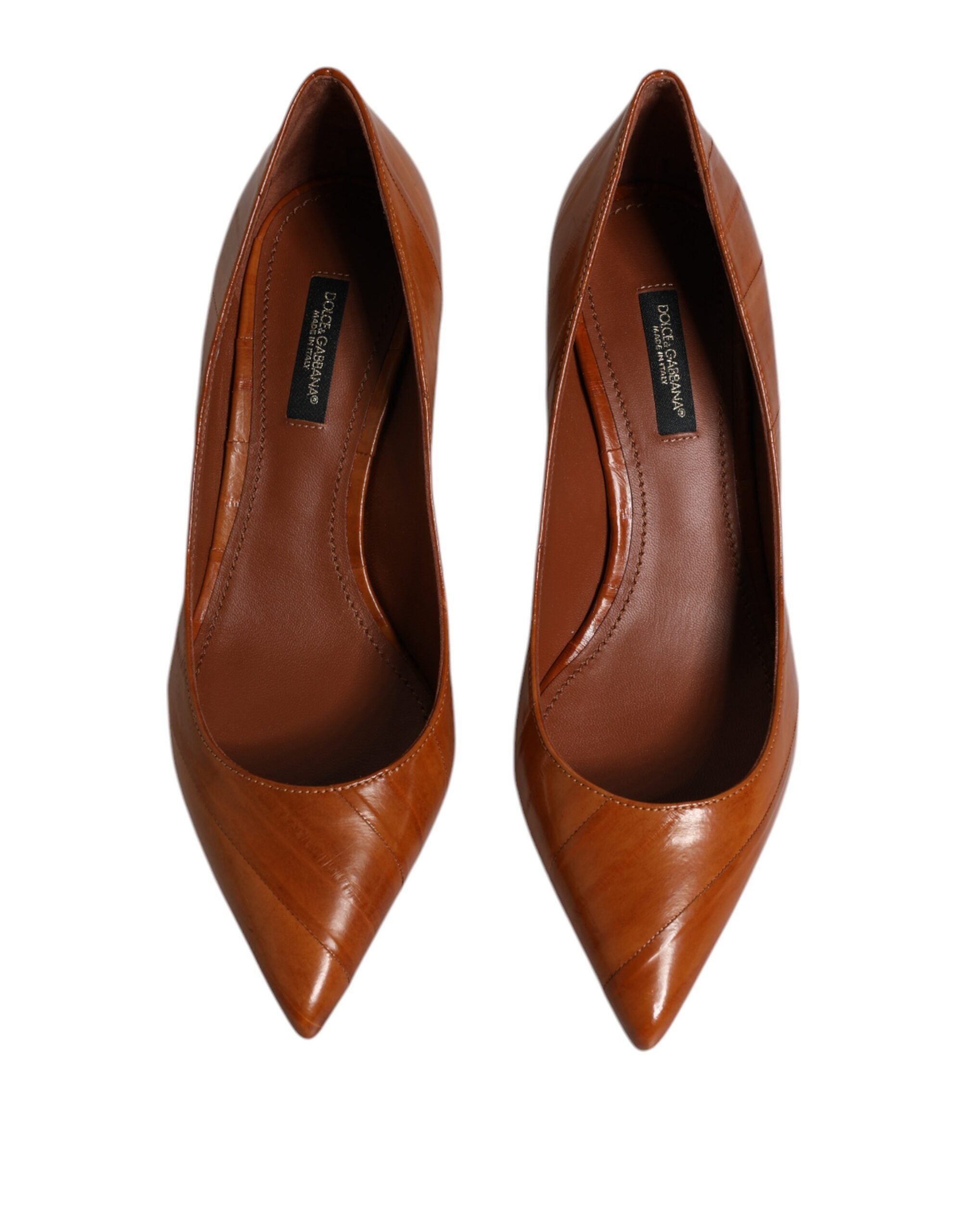 Zapatos de tacón bajo de piel marrón de Dolce & Gabbana-3