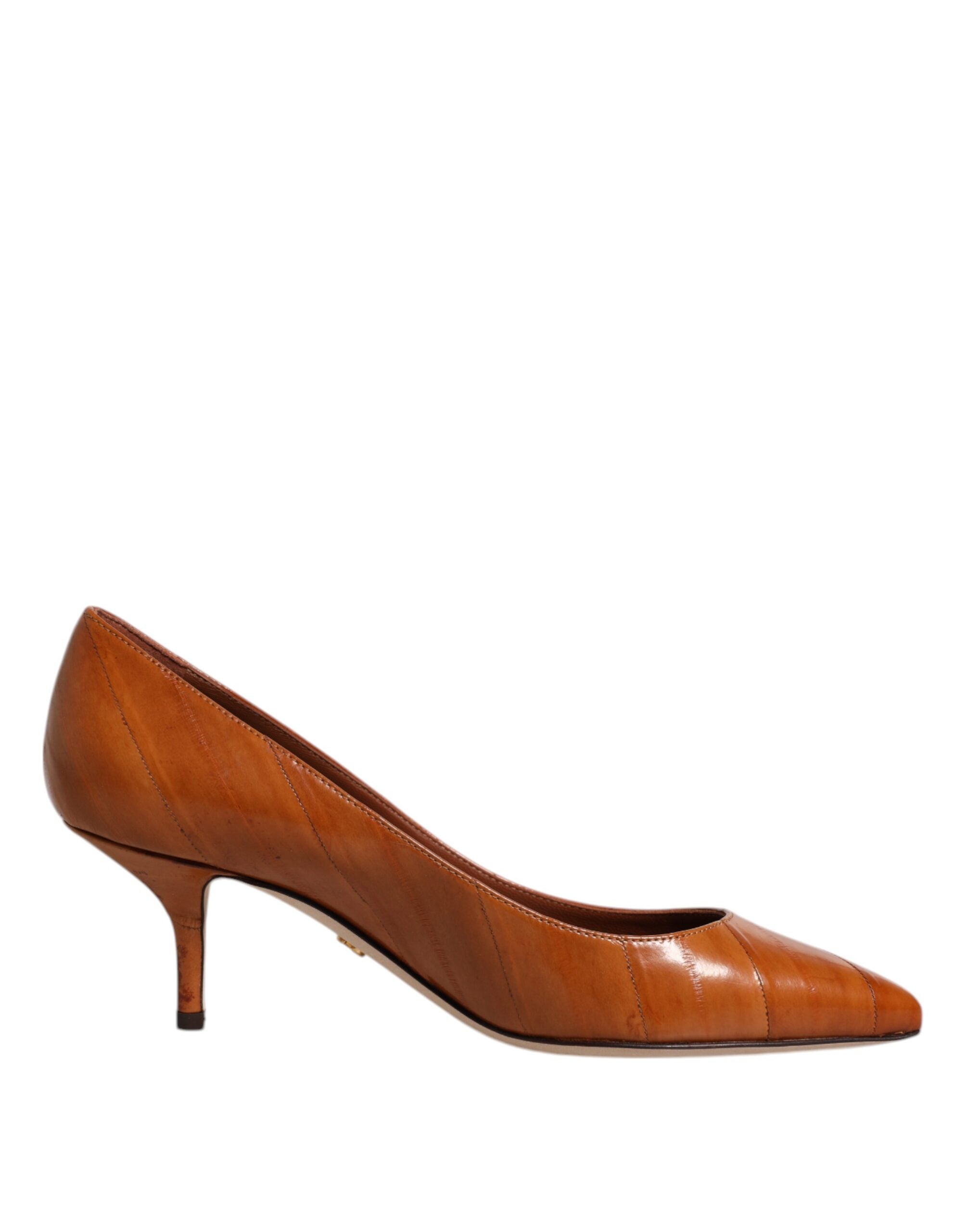 Zapatos de tacón bajo de piel marrón de Dolce & Gabbana-8