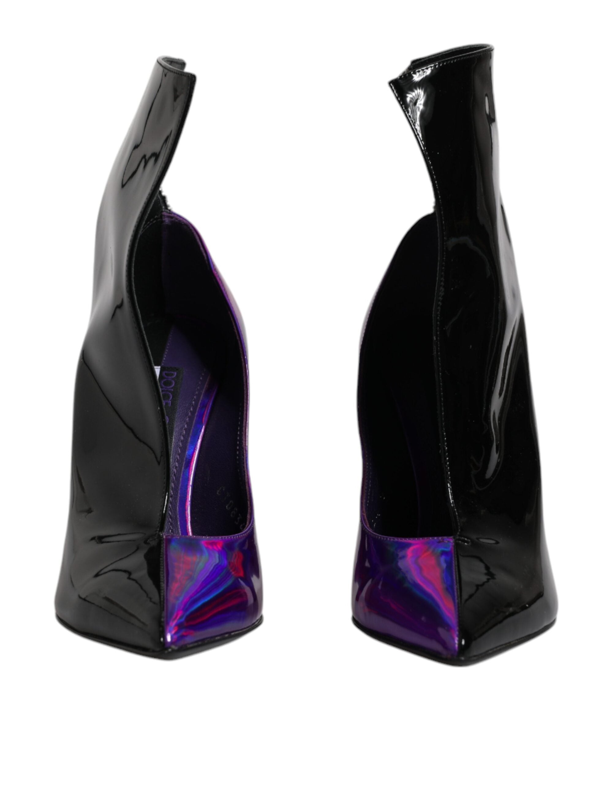 Dolce & Gabbana Purple Black Pointed Boots Shoes-2