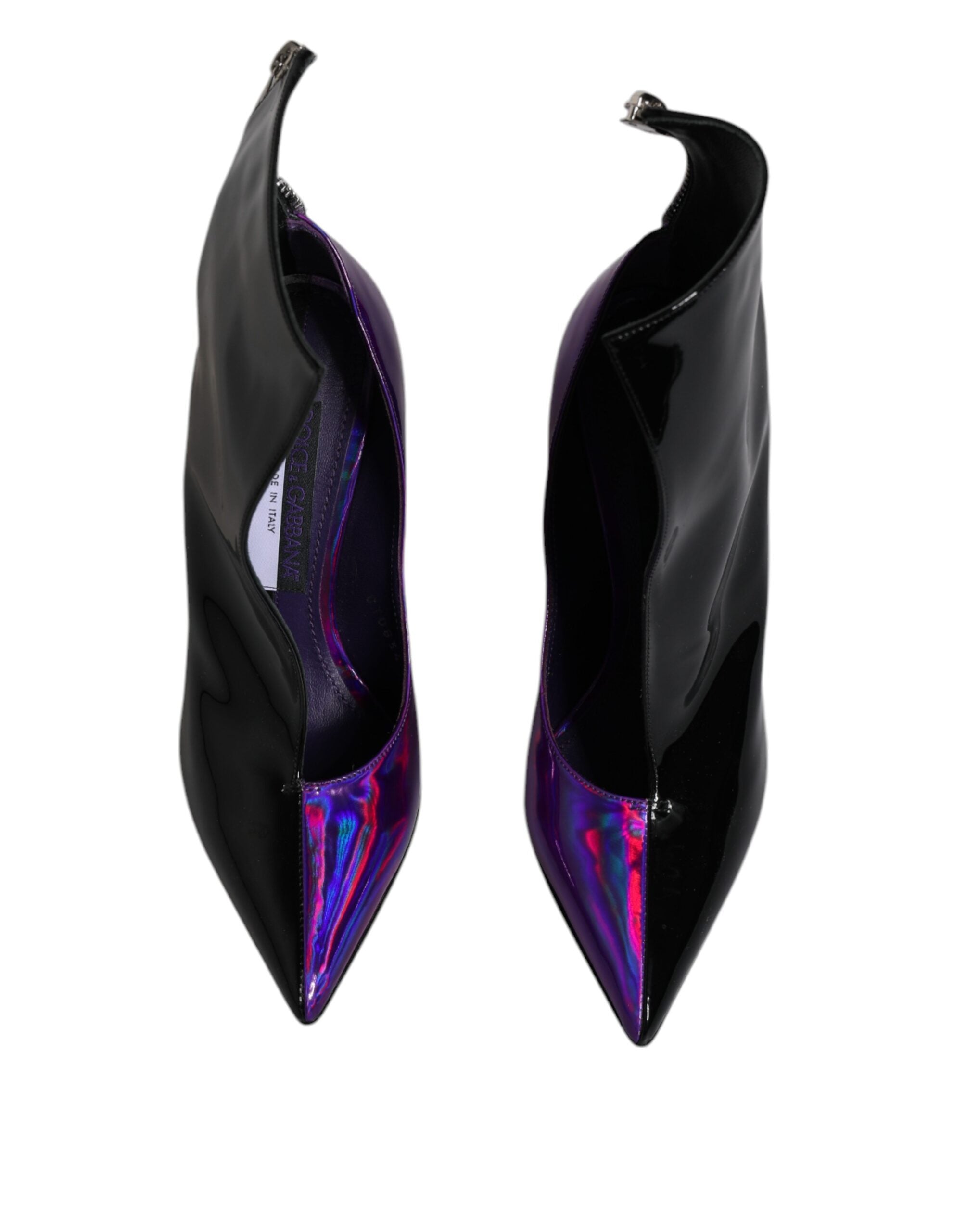 Dolce & Gabbana Purple Black Pointed Boots Shoes-3