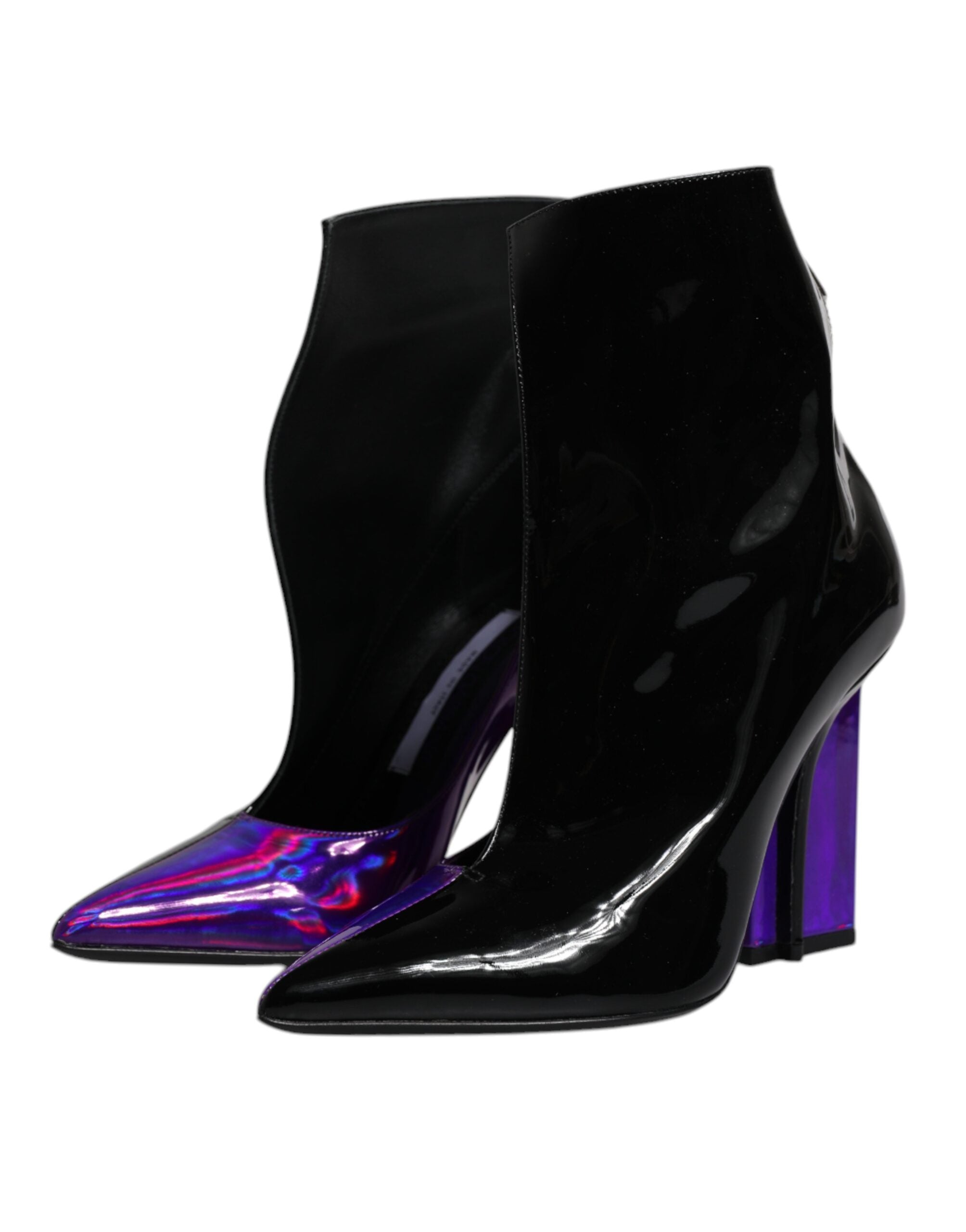 Dolce & Gabbana Purple Black Pointed Boots Shoes-4