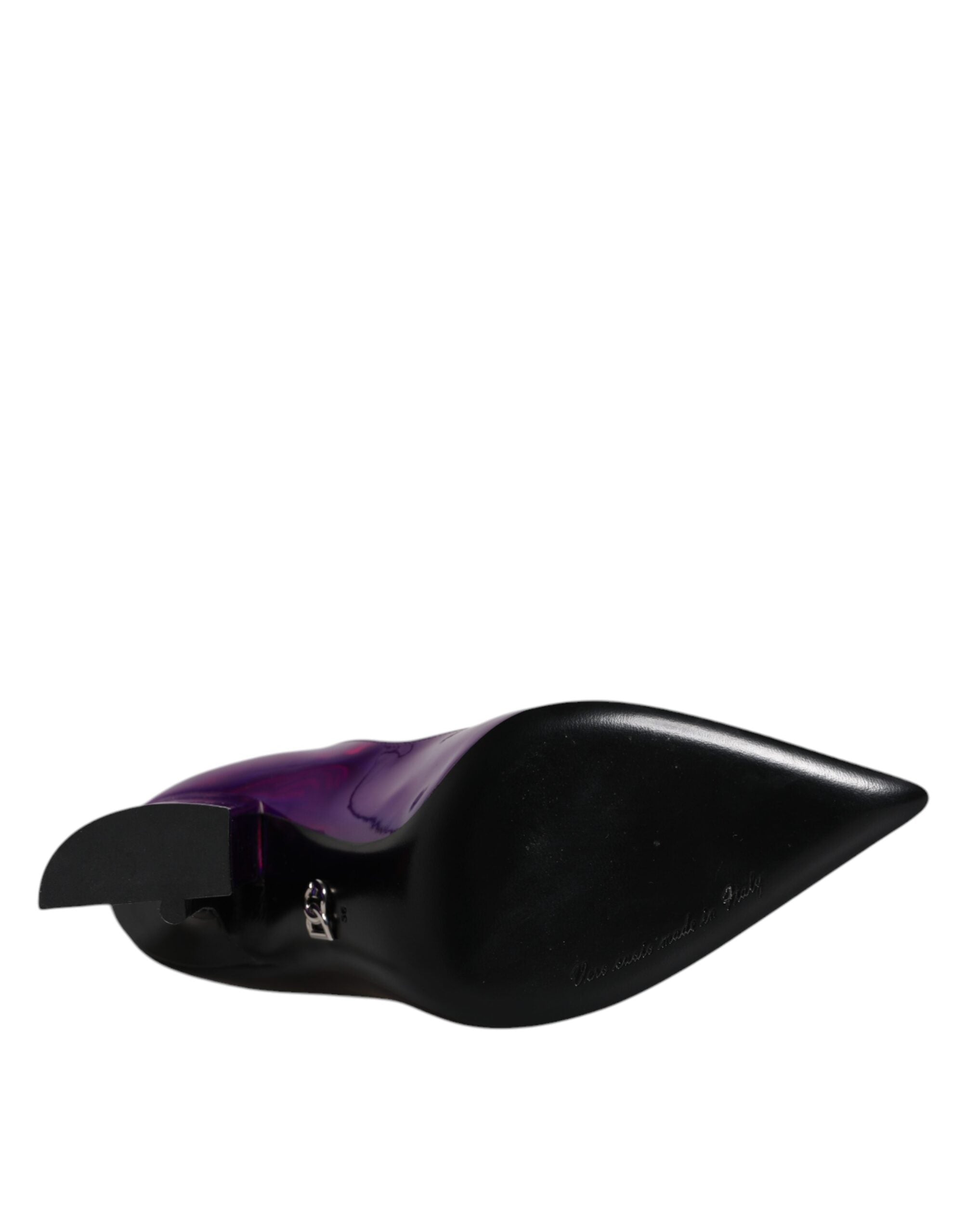 Dolce & Gabbana Purple Black Pointed Boots Shoes-7