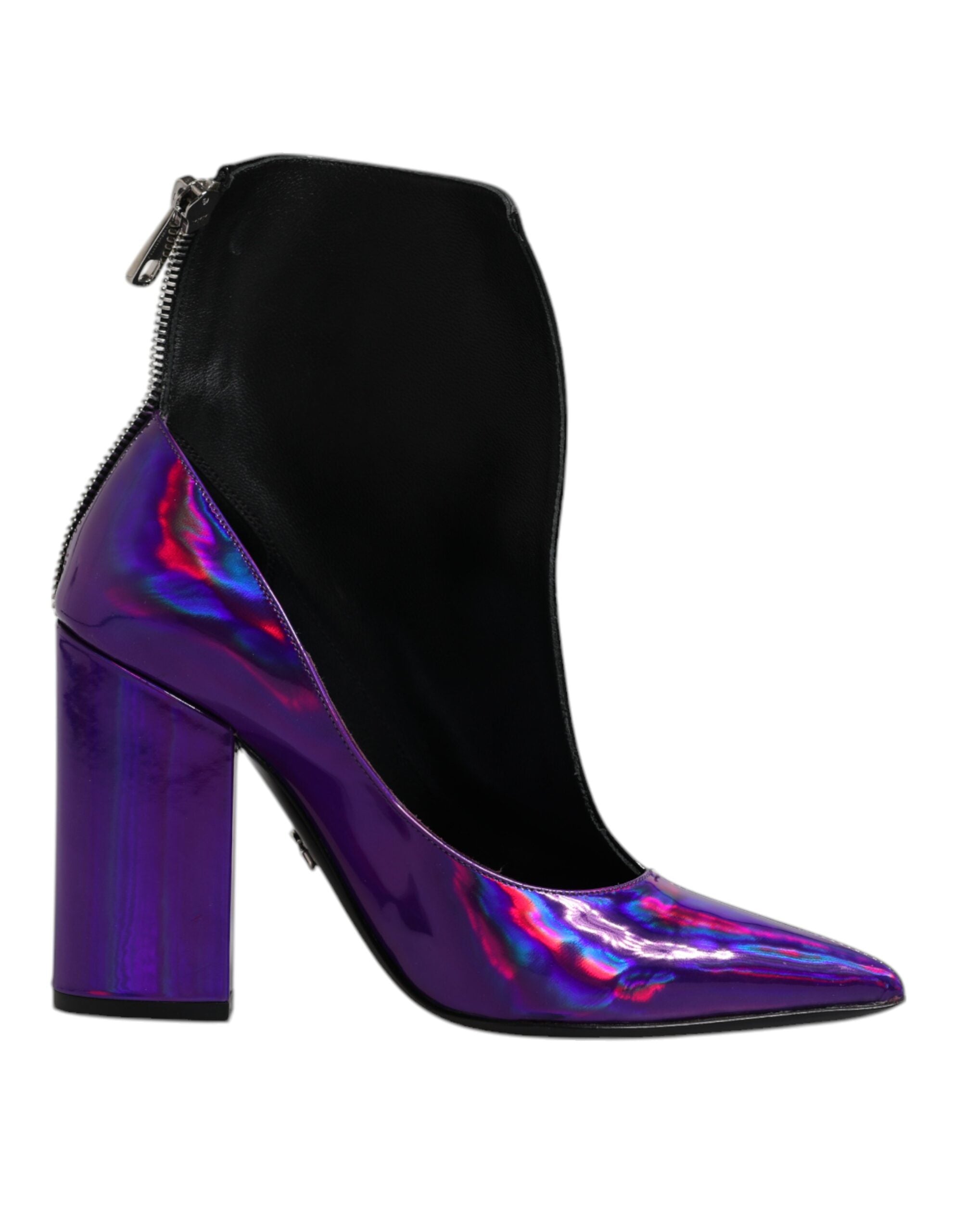 Dolce & Gabbana Purple Black Pointed Boots Shoes-8
