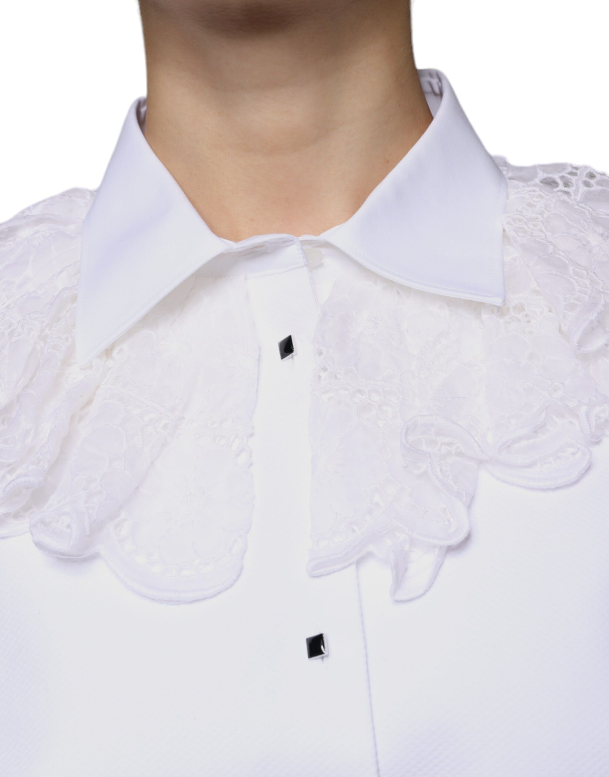 Dolce & Gabbana Weißes Baumwoll-Popeline-Hemd Kleid Bluse Oberteil-4