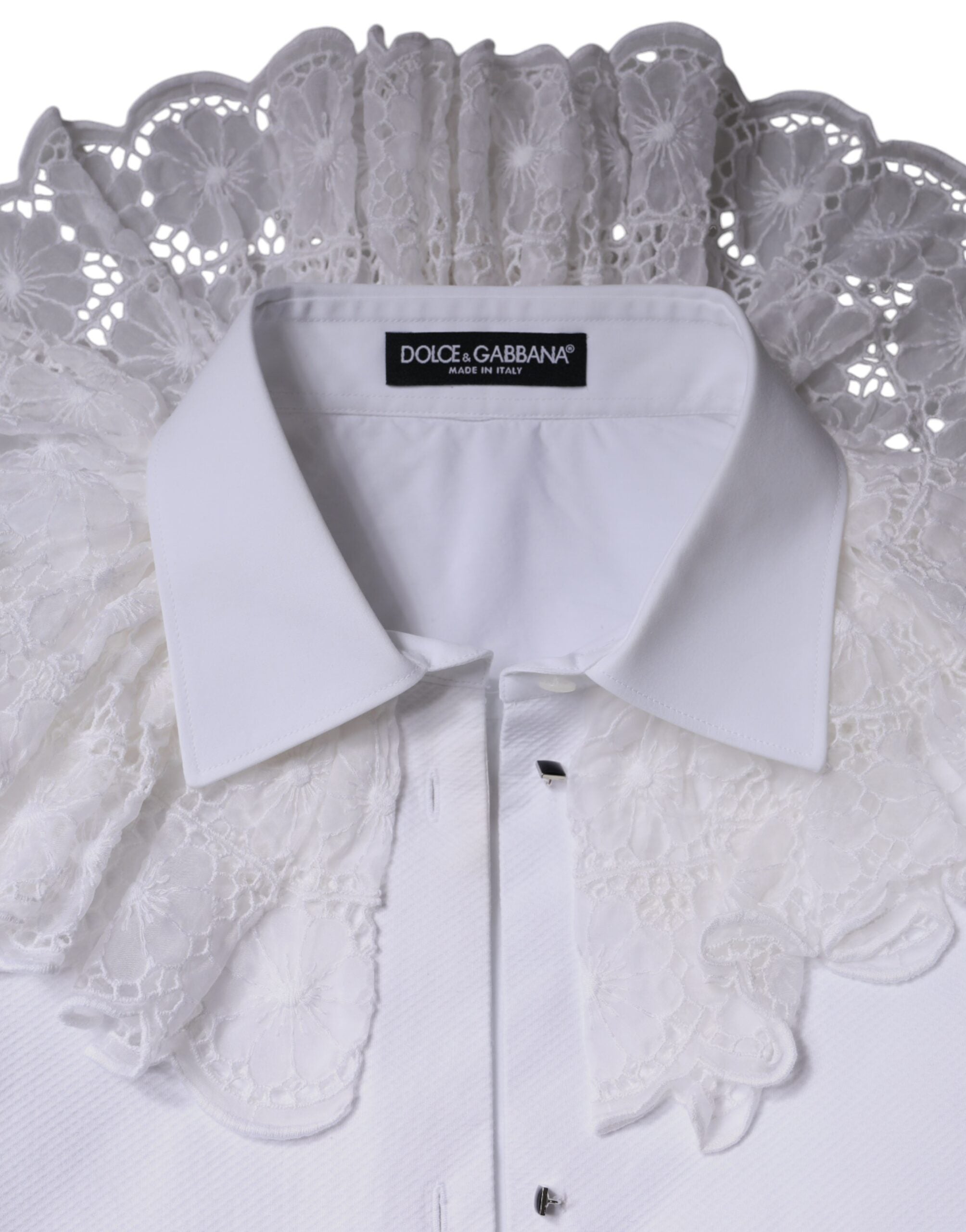 Dolce & Gabbana Weißes Baumwoll-Popeline-Hemd Kleid Bluse Oberteil-6
