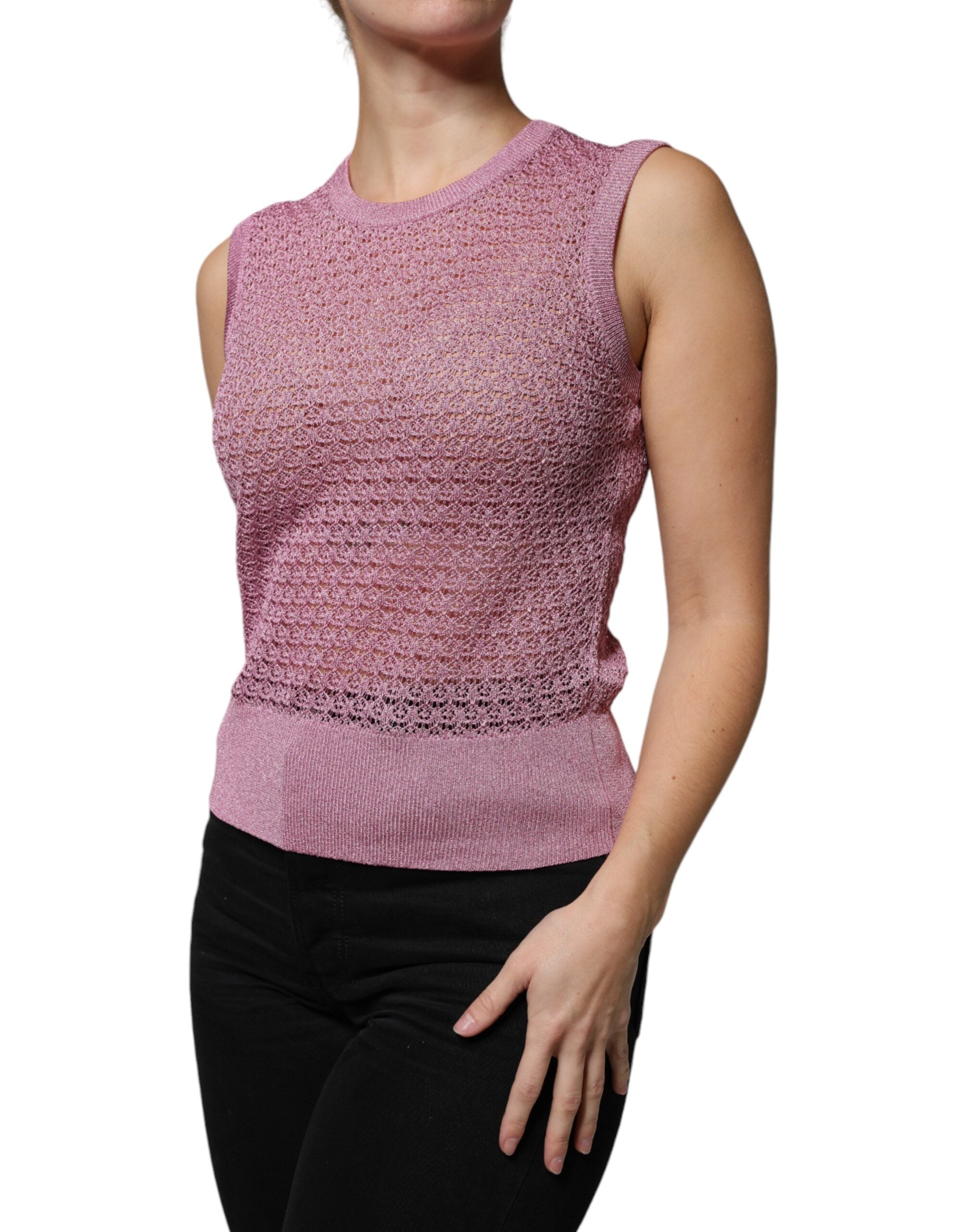 Dolce & Gabbana Pinkes ärmelloses Tank-Top aus Mesh-3