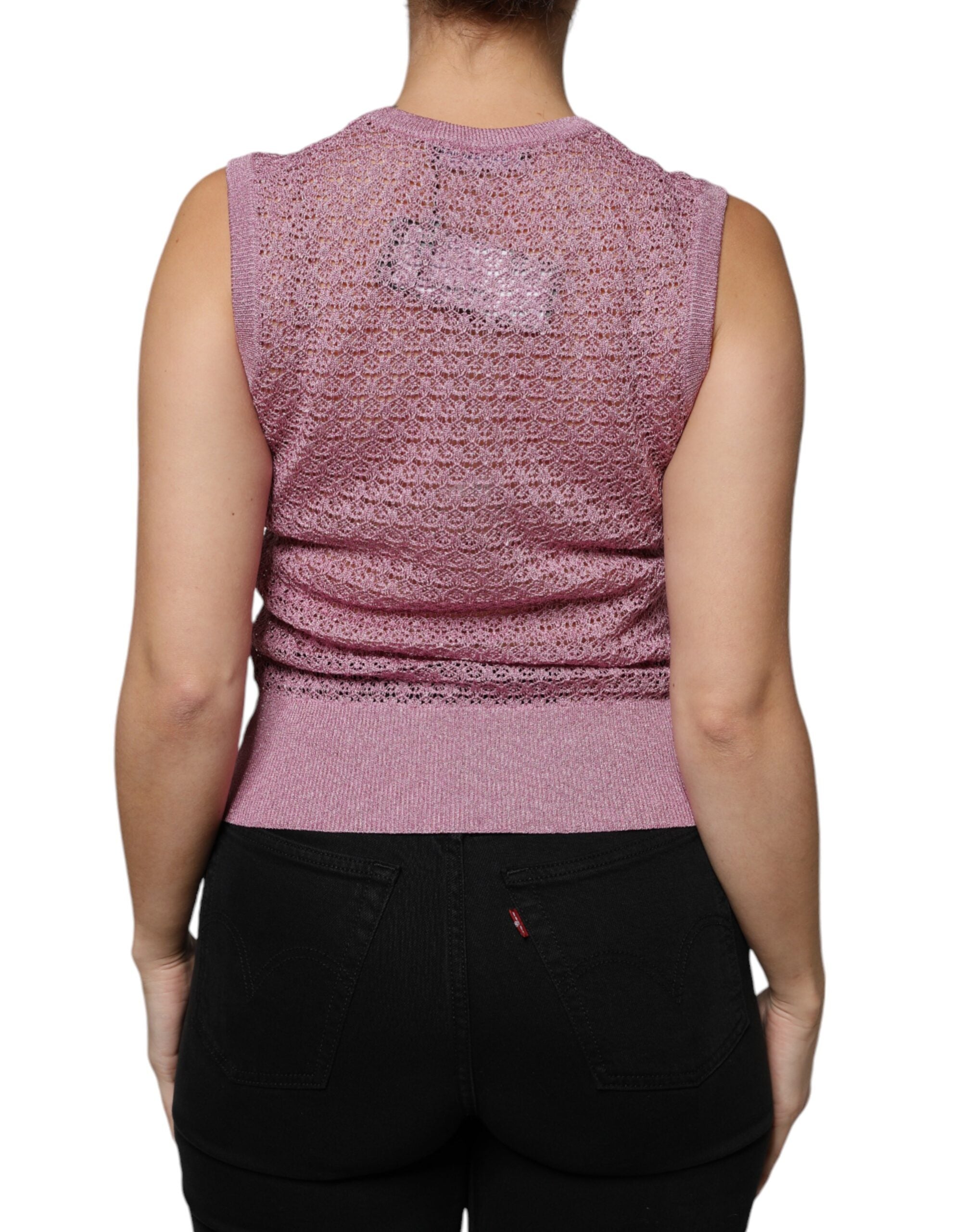 Dolce & Gabbana Pinkes ärmelloses Tank-Top aus Mesh-4