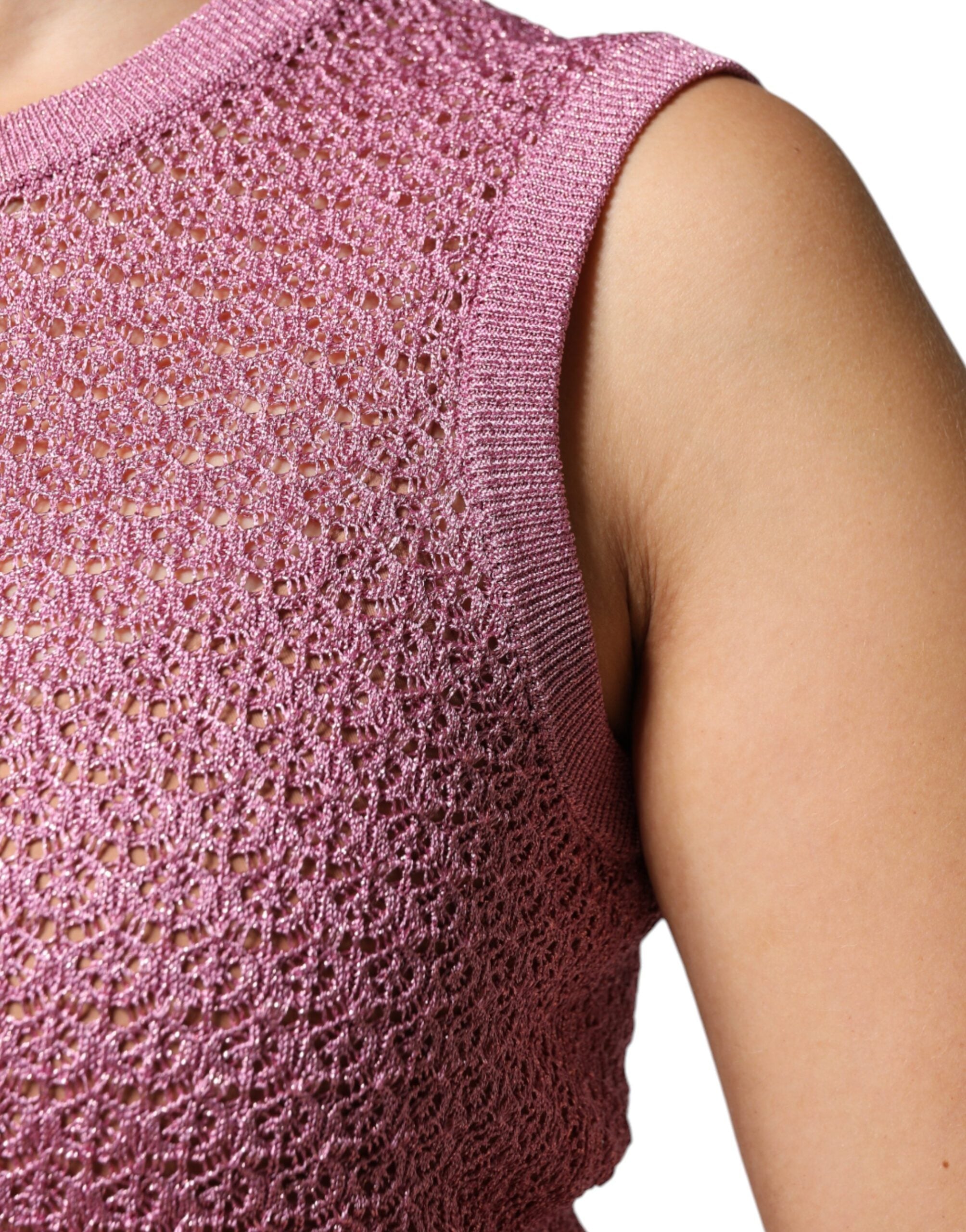 Dolce & Gabbana Pinkes ärmelloses Tank-Top aus Mesh-8