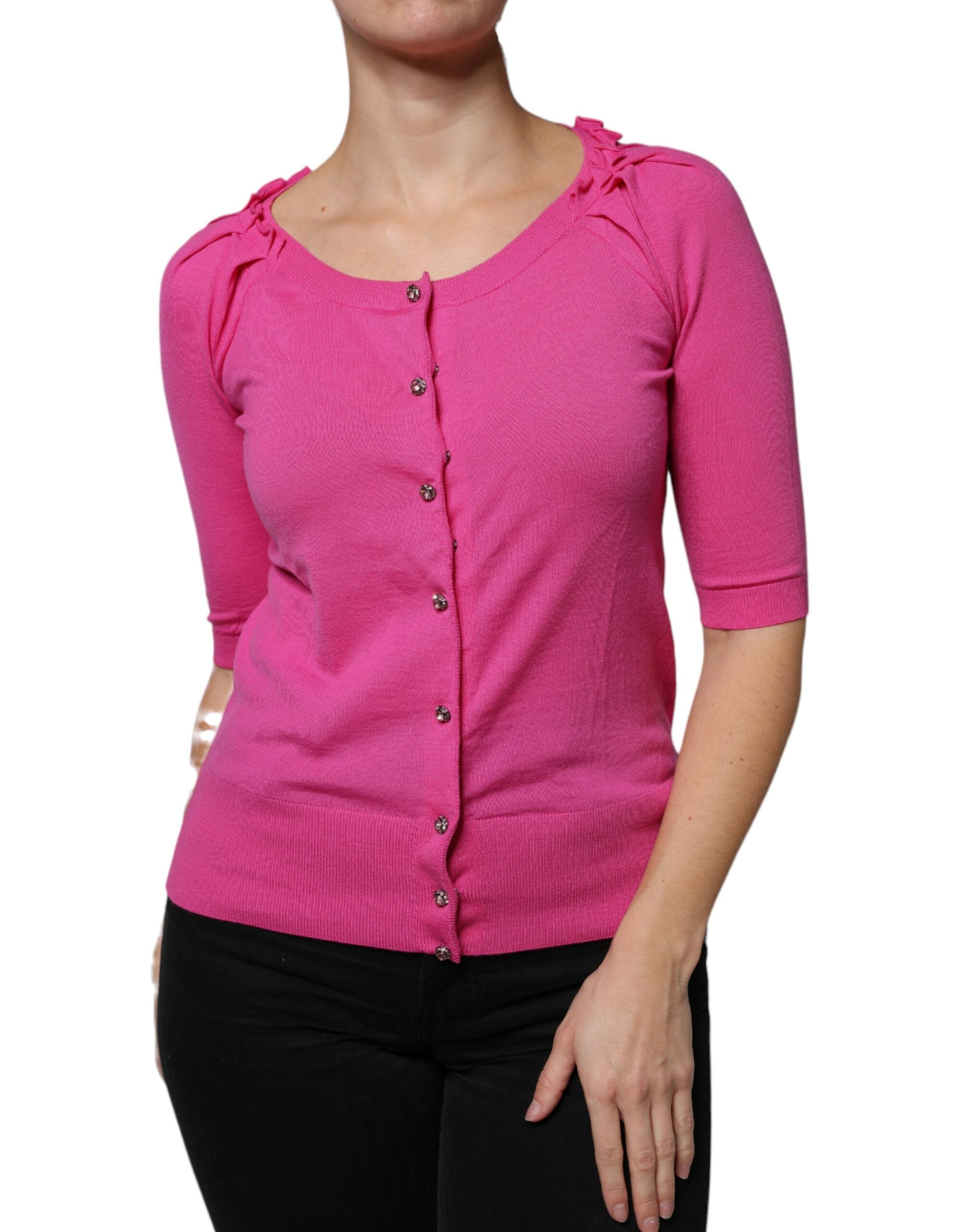 Dolce & Gabbana Pink wool cardigan with button placket-2