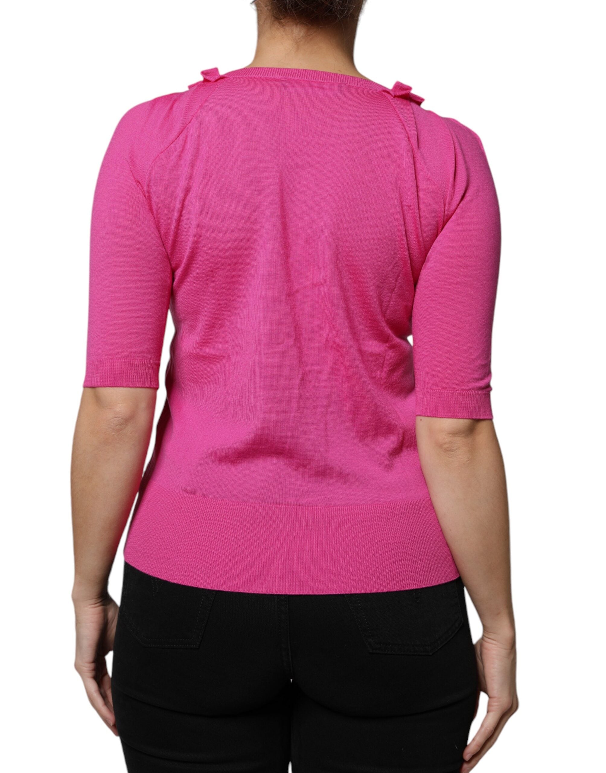 Dolce & Gabbana Pink wool cardigan with button placket-4