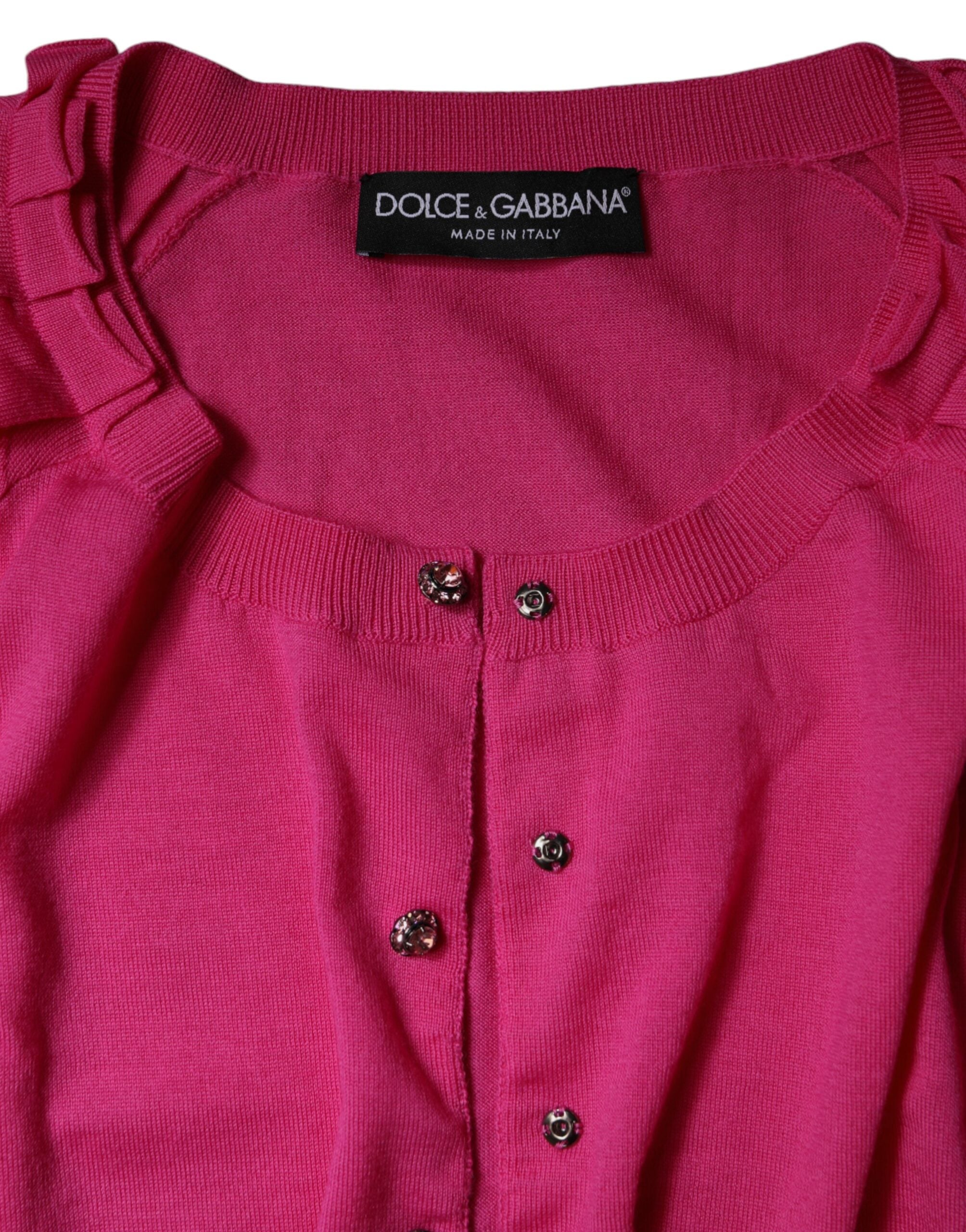 Dolce & Gabbana Pink wool cardigan with button placket-7