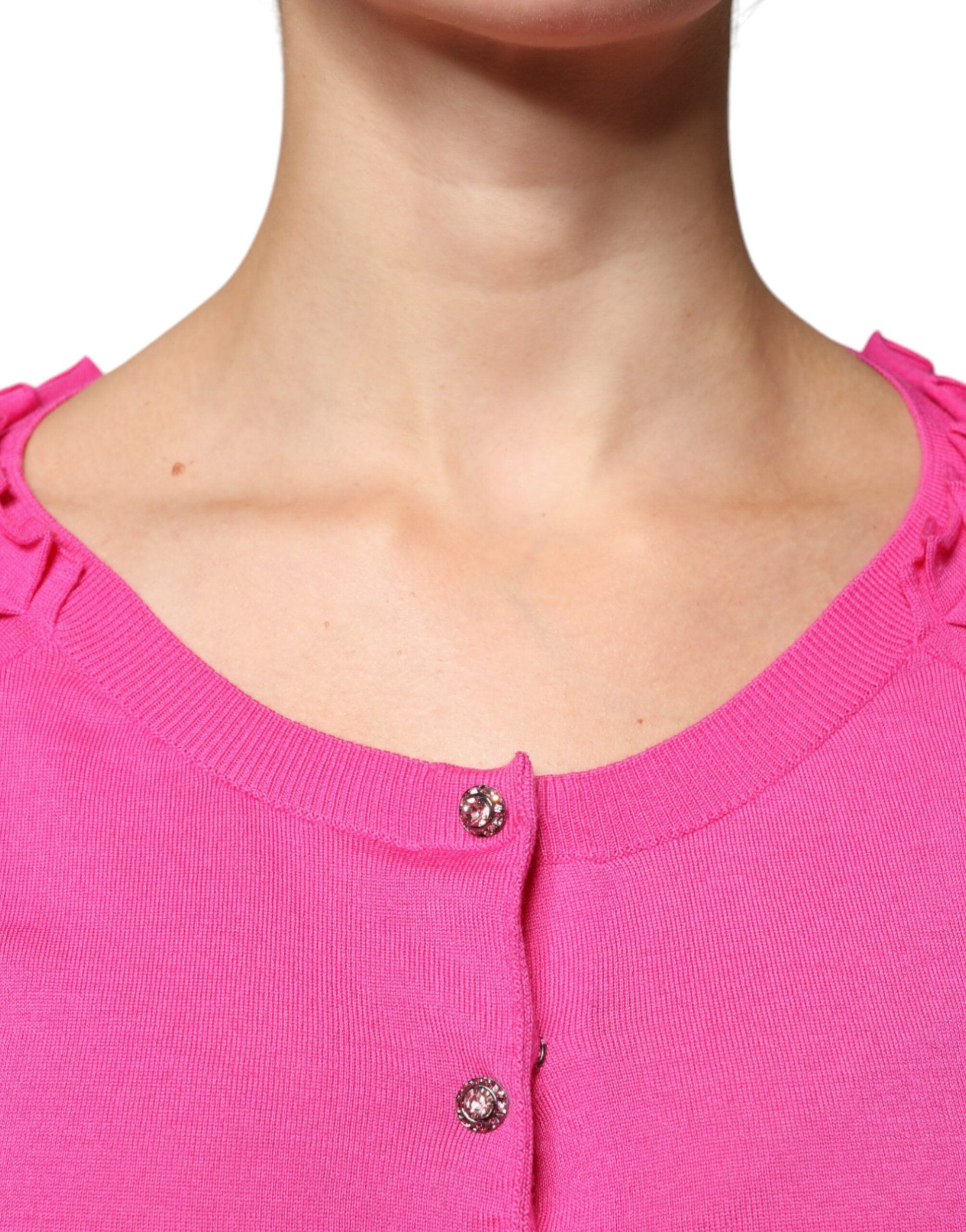 Dolce & Gabbana Pink wool cardigan with button placket-8