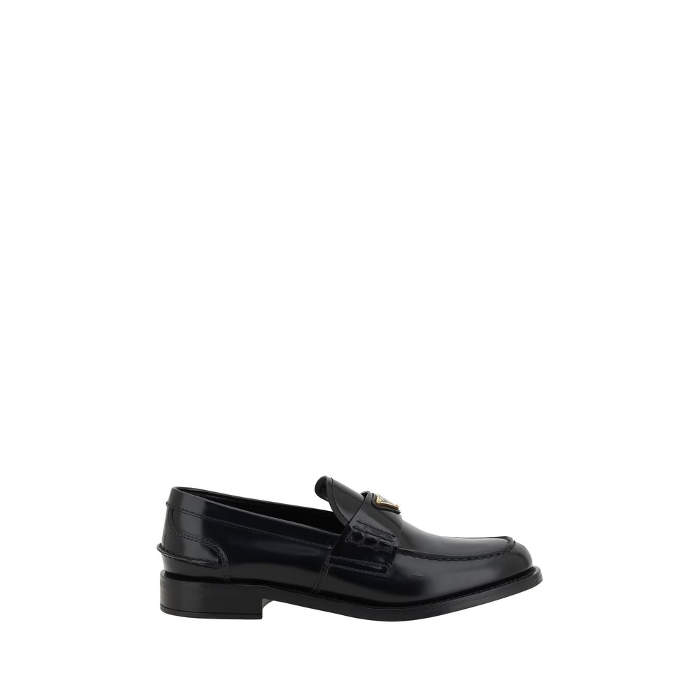 Prada Schwarzes Leder Logo Loafers-1