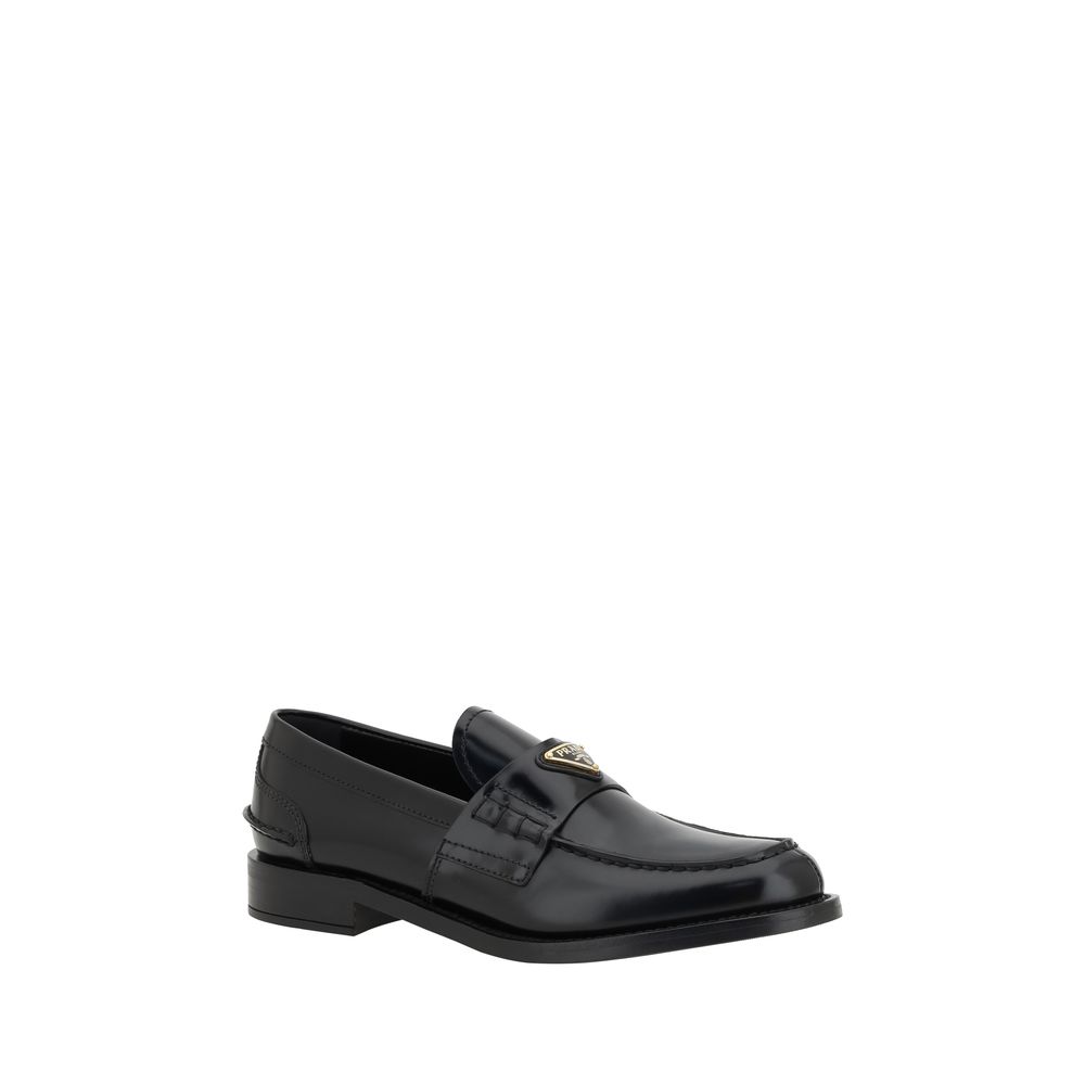 Prada Schwarzes Leder Logo Loafers-2