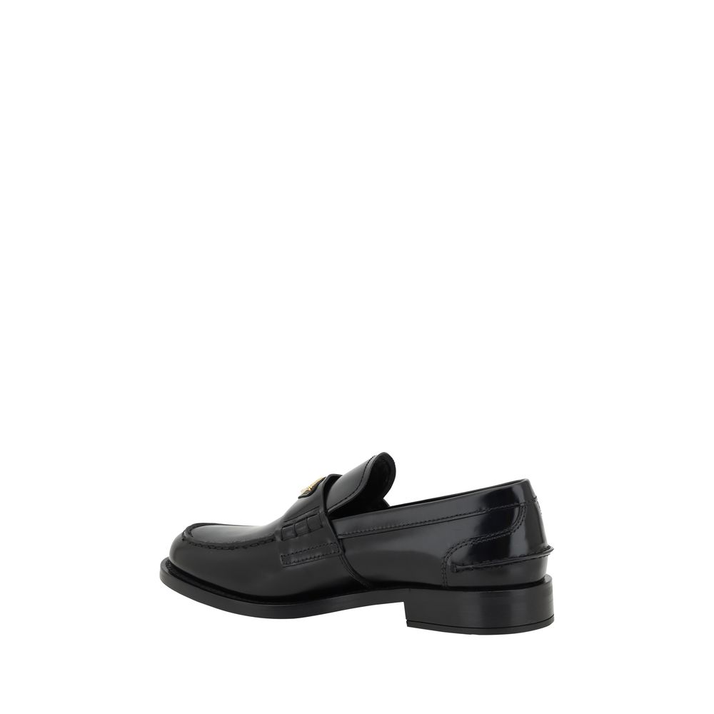 Prada Schwarzes Leder Logo Loafers-3