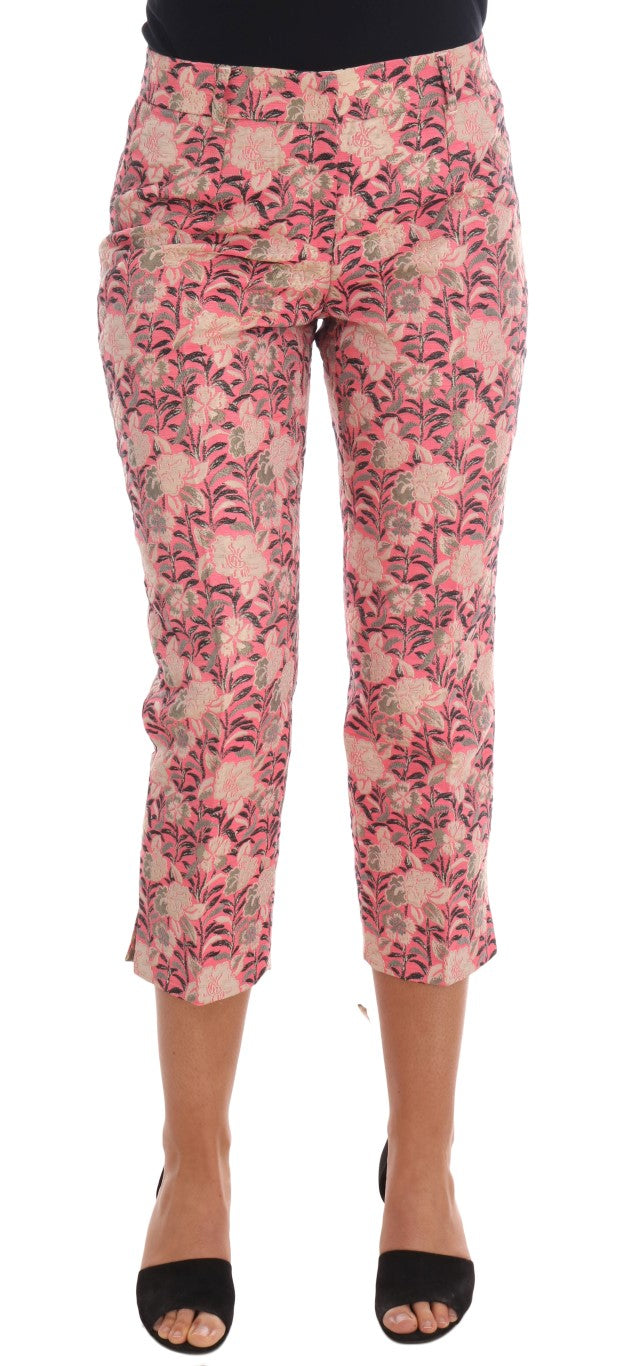 Dolce & Gabbana pink floral brocade capri pants-1